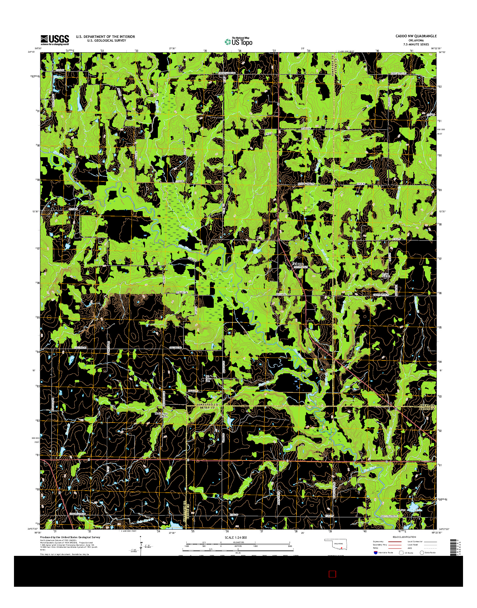 USGS US TOPO 7.5-MINUTE MAP FOR CADDO NW, OK 2016