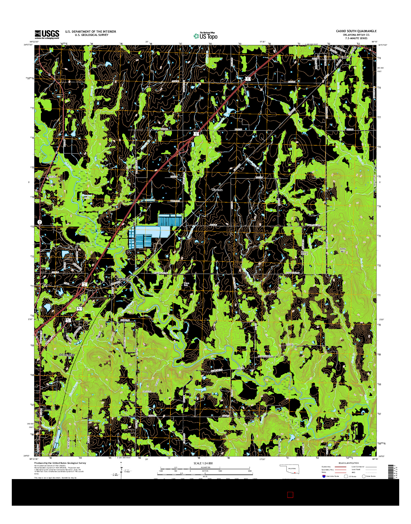 USGS US TOPO 7.5-MINUTE MAP FOR CADDO SOUTH, OK 2016