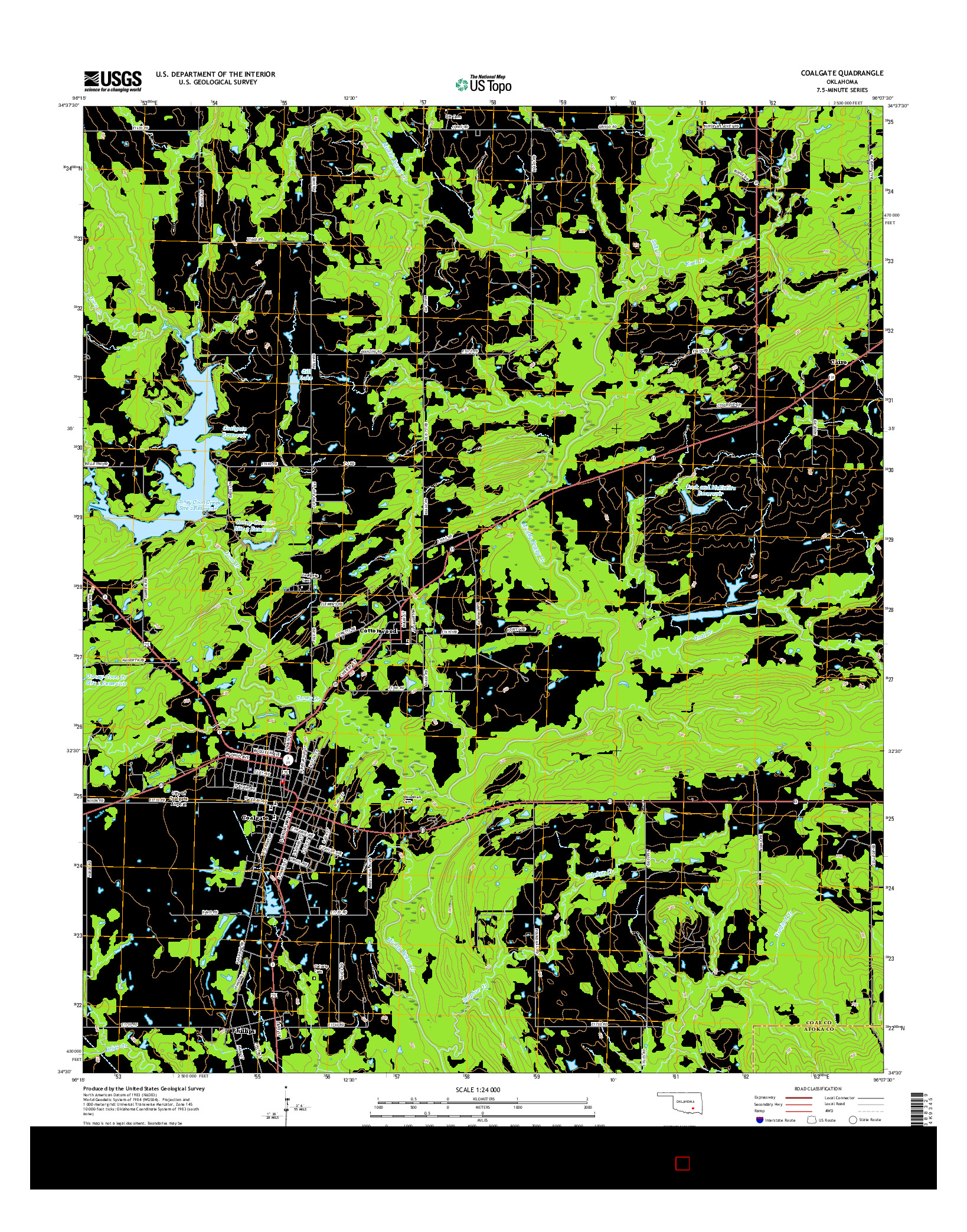 USGS US TOPO 7.5-MINUTE MAP FOR COALGATE, OK 2016
