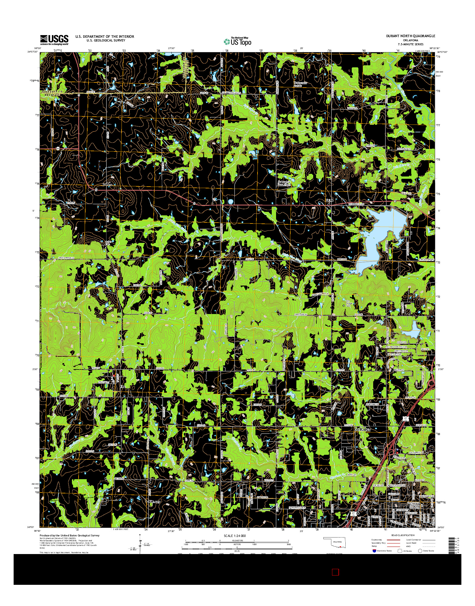 USGS US TOPO 7.5-MINUTE MAP FOR DURANT NORTH, OK 2016