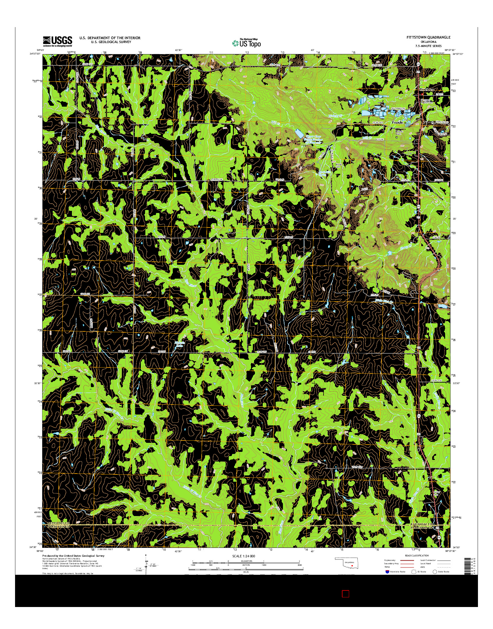 USGS US TOPO 7.5-MINUTE MAP FOR FITTSTOWN, OK 2016