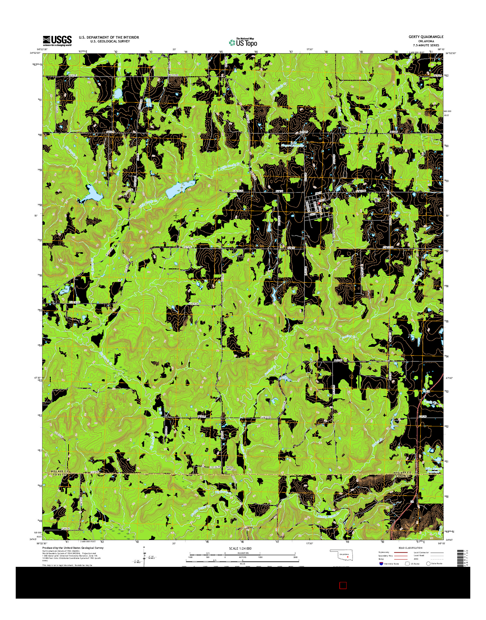 USGS US TOPO 7.5-MINUTE MAP FOR GERTY, OK 2016