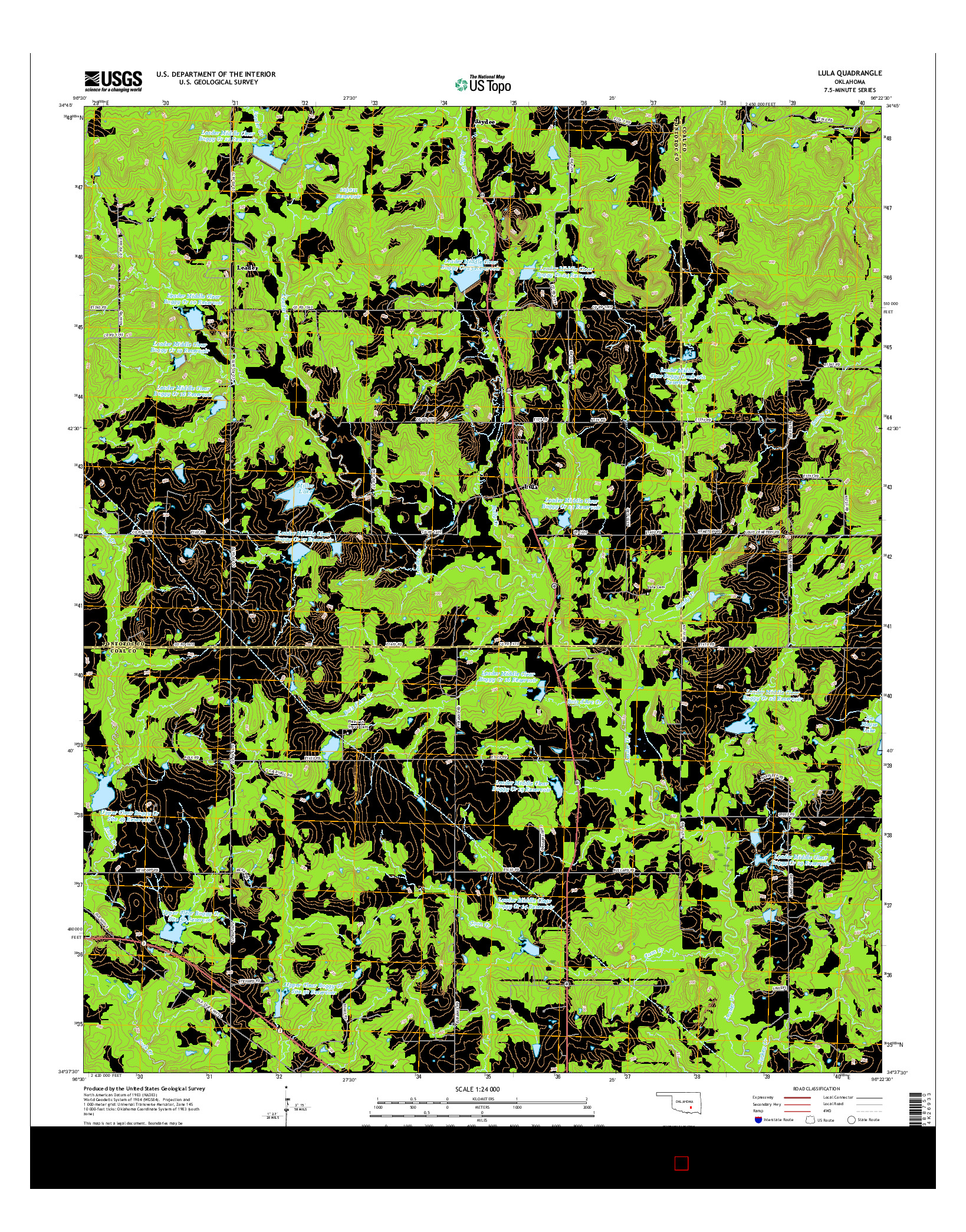 USGS US TOPO 7.5-MINUTE MAP FOR LULA, OK 2016