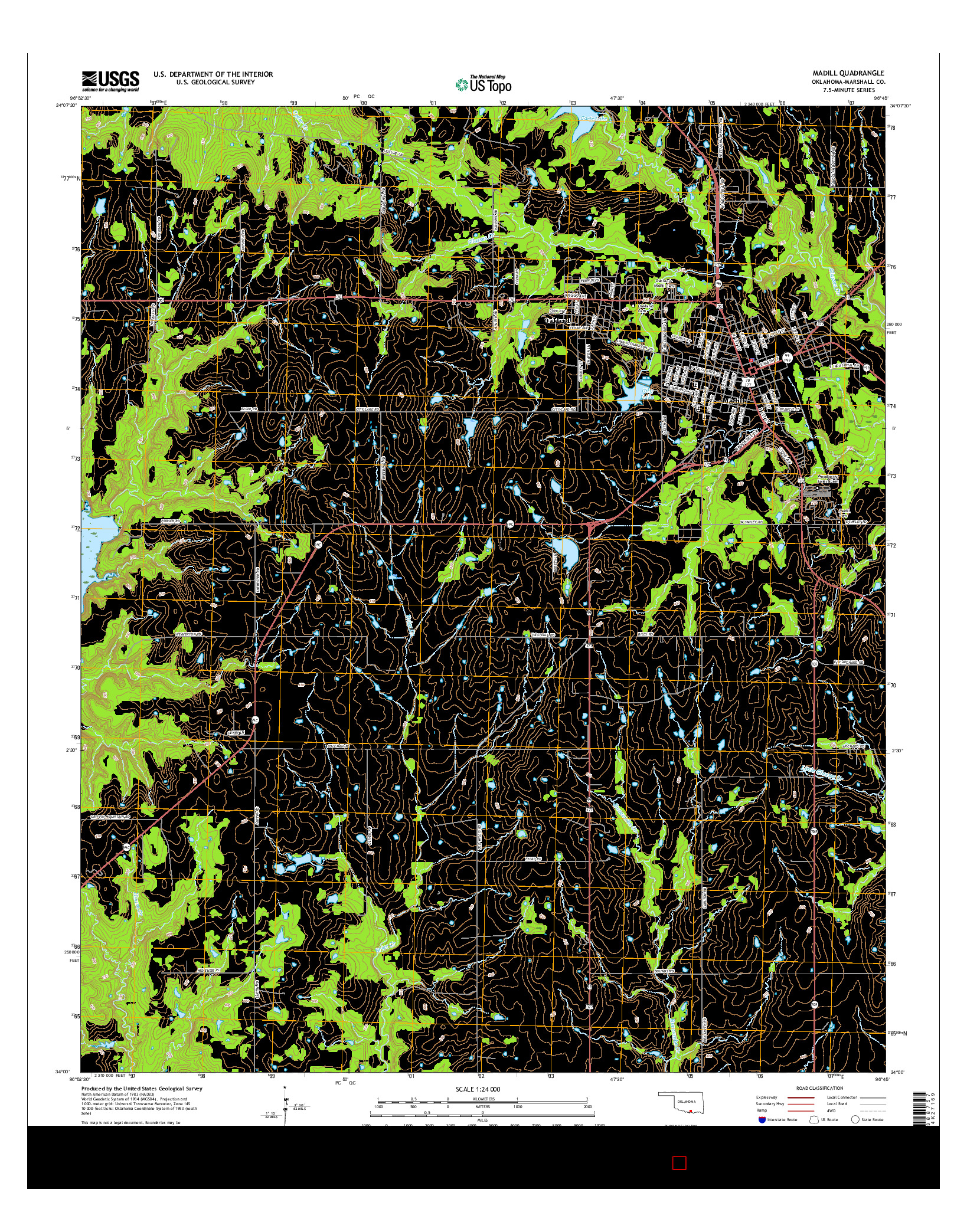USGS US TOPO 7.5-MINUTE MAP FOR MADILL, OK 2016