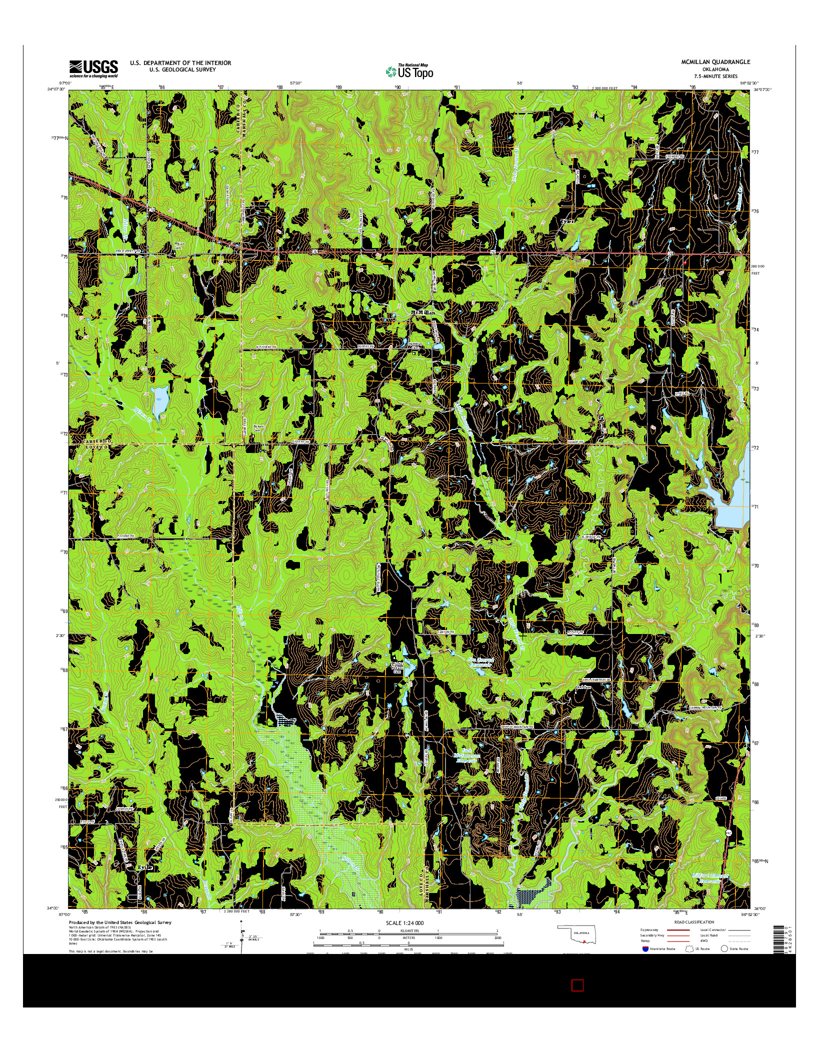 USGS US TOPO 7.5-MINUTE MAP FOR MCMILLAN, OK 2016