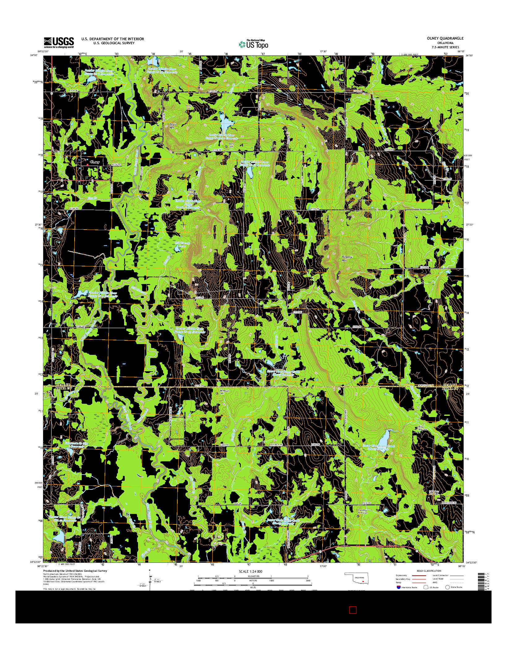 USGS US TOPO 7.5-MINUTE MAP FOR OLNEY, OK 2016