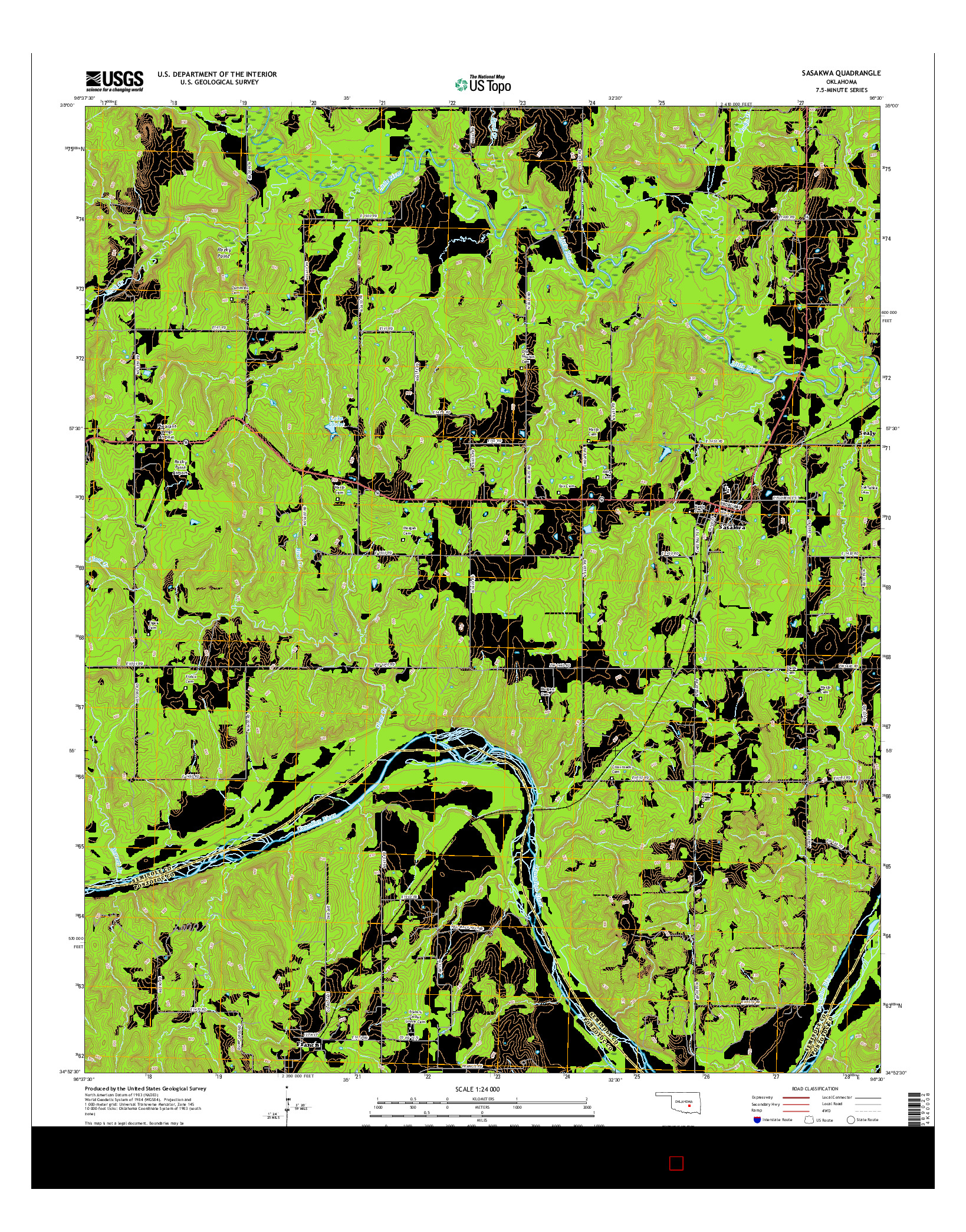 USGS US TOPO 7.5-MINUTE MAP FOR SASAKWA, OK 2016