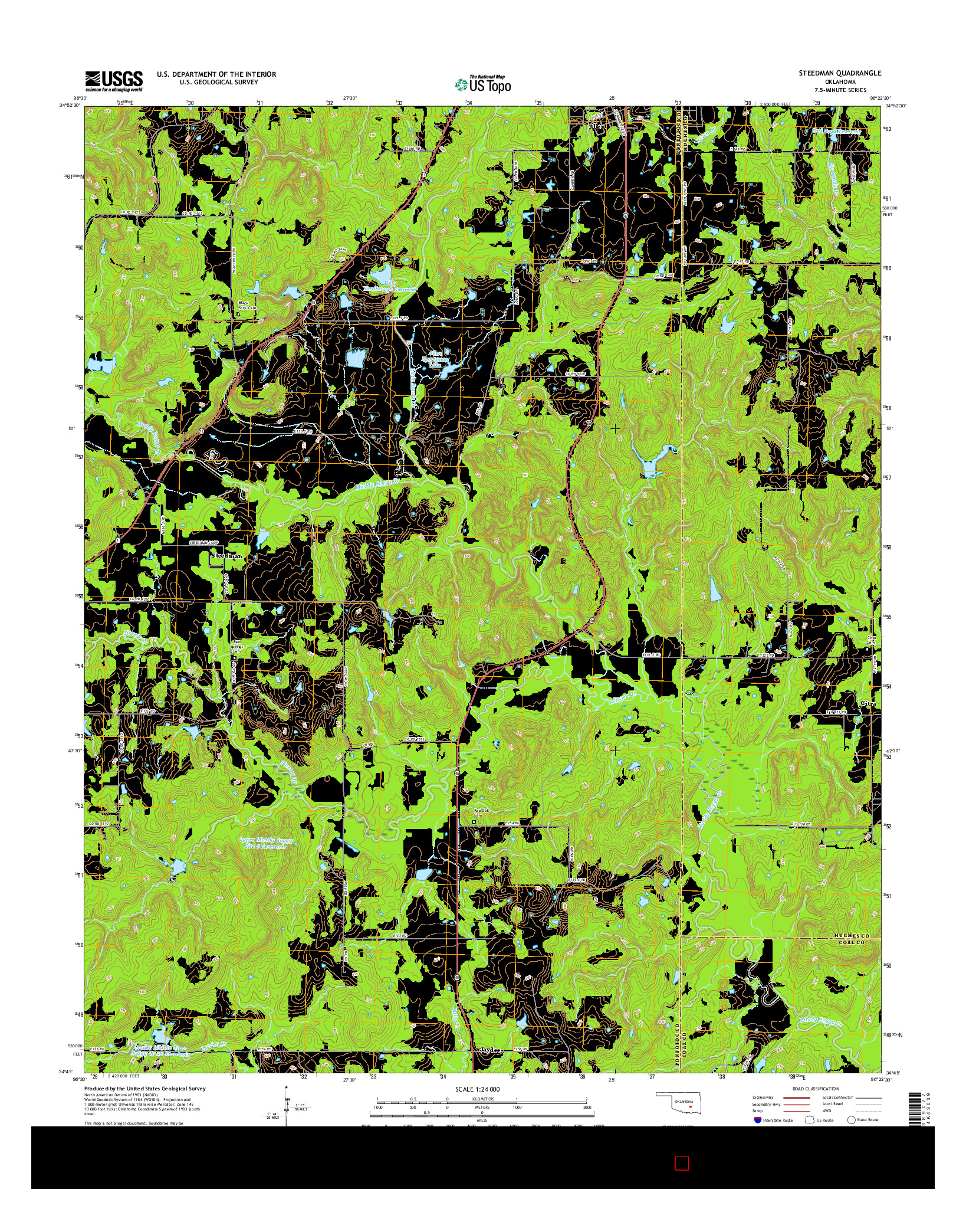 USGS US TOPO 7.5-MINUTE MAP FOR STEEDMAN, OK 2016