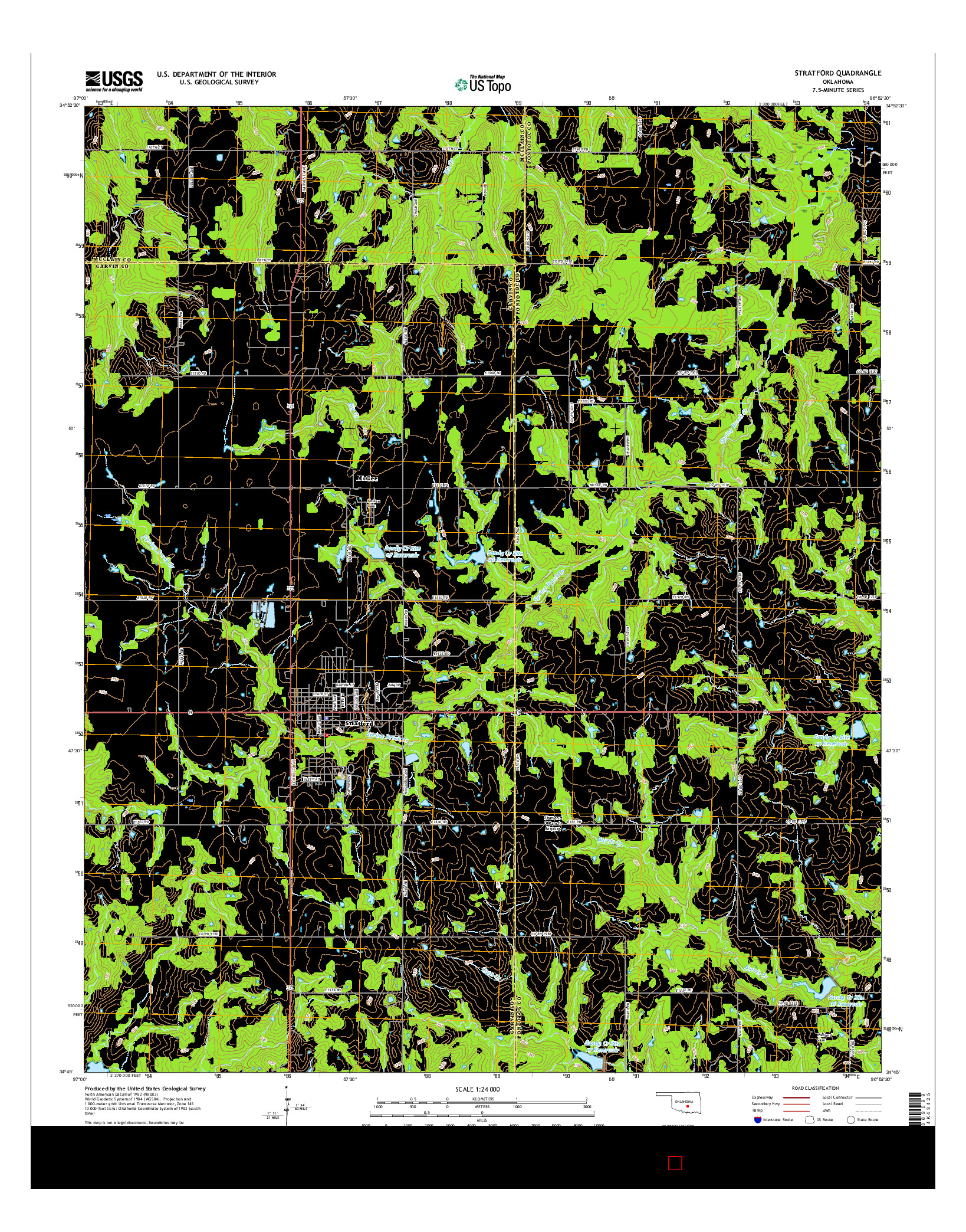 USGS US TOPO 7.5-MINUTE MAP FOR STRATFORD, OK 2016