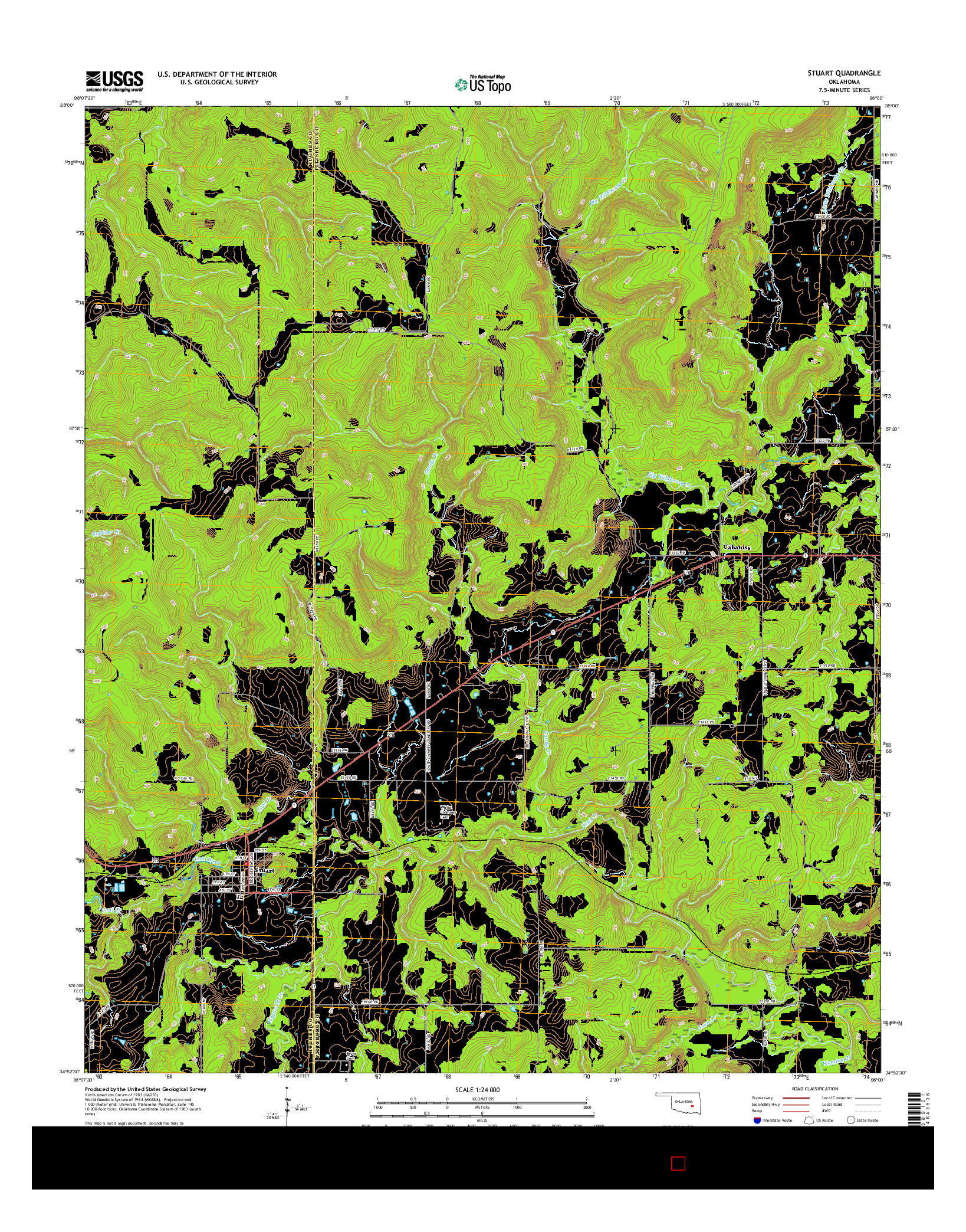 USGS US TOPO 7.5-MINUTE MAP FOR STUART, OK 2016