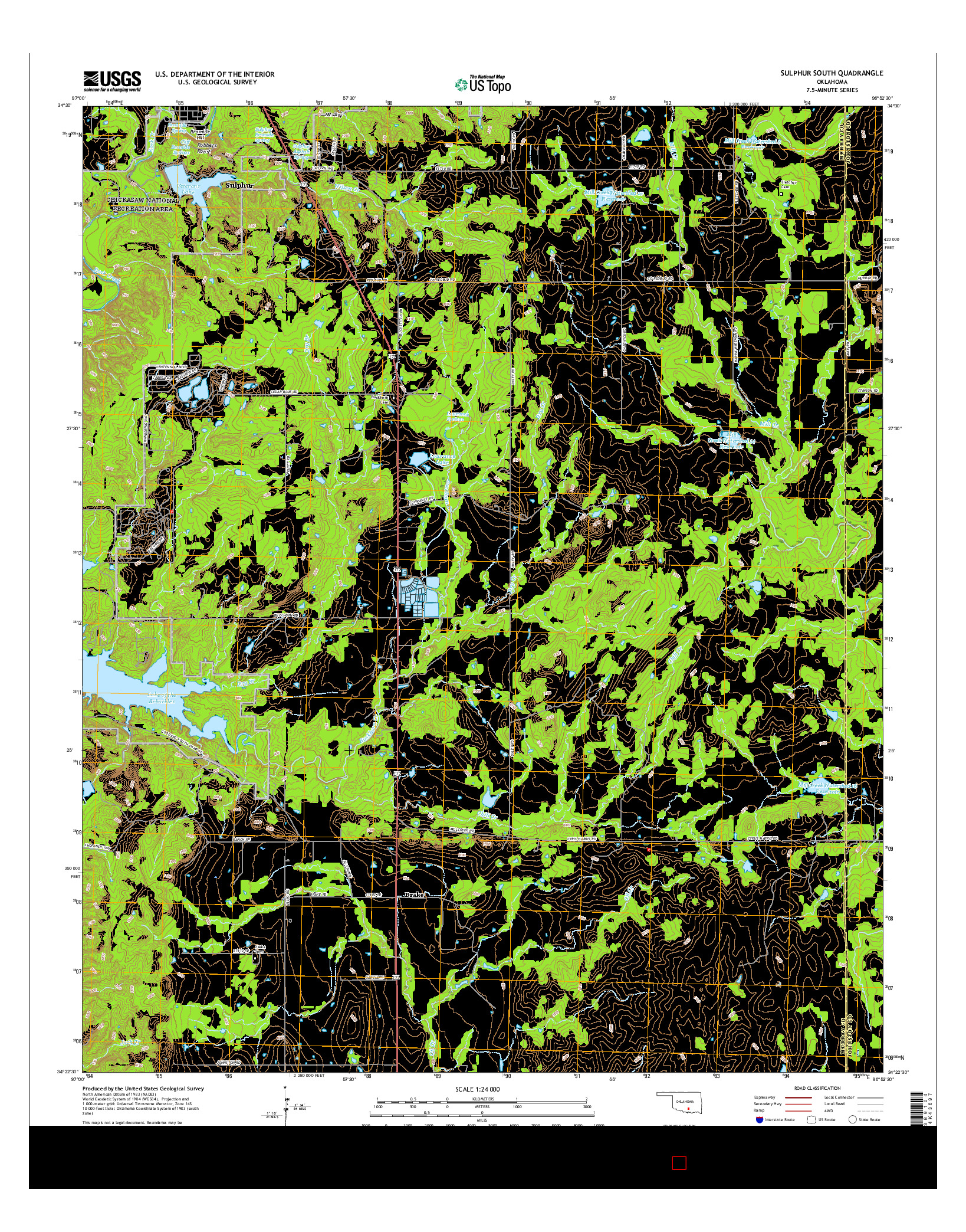 USGS US TOPO 7.5-MINUTE MAP FOR SULPHUR SOUTH, OK 2016