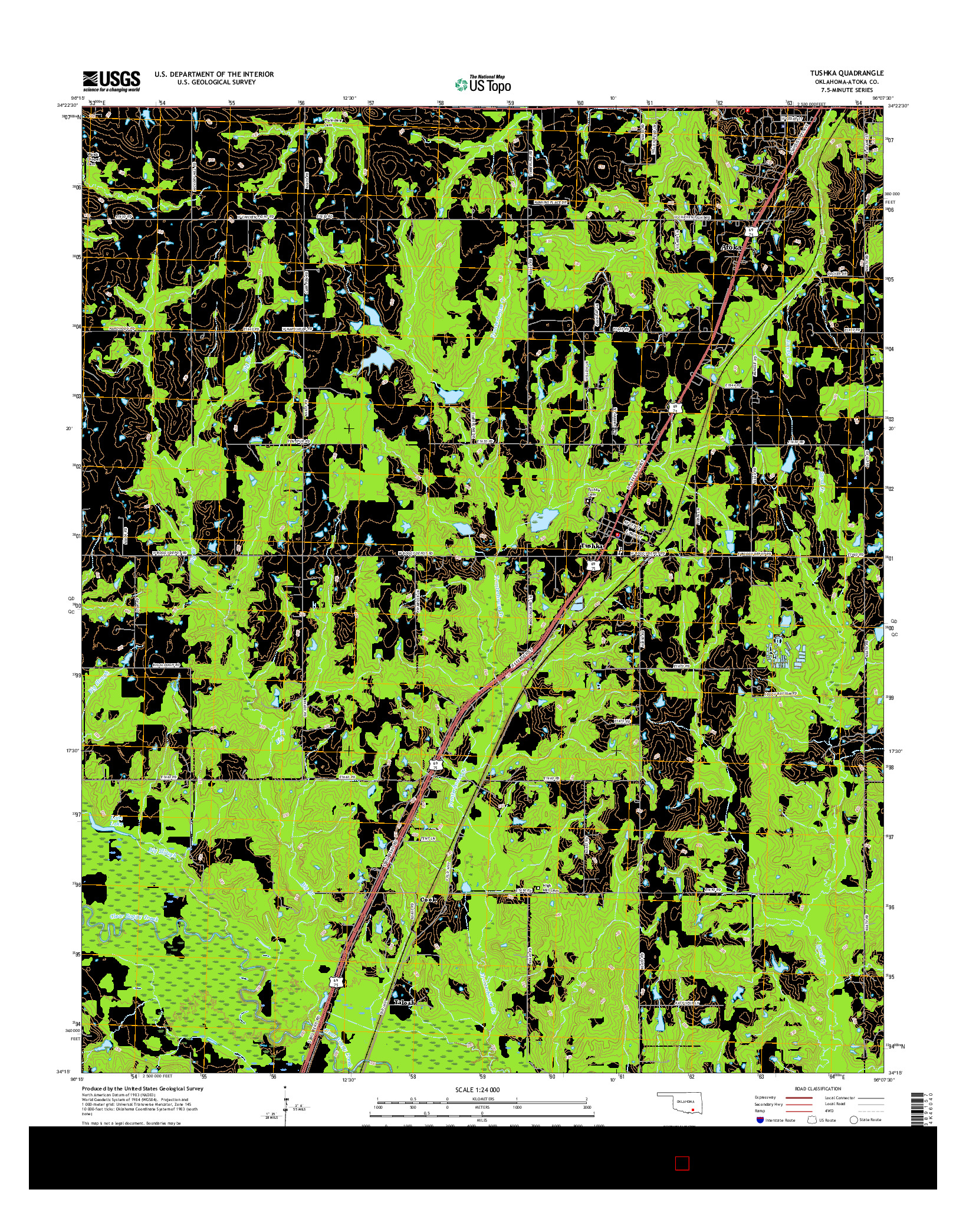 USGS US TOPO 7.5-MINUTE MAP FOR TUSHKA, OK 2016