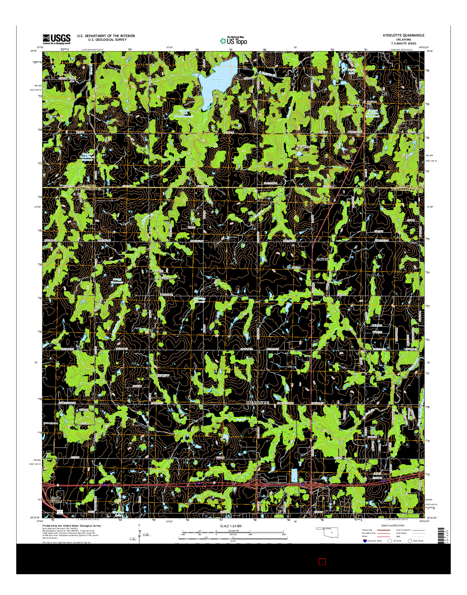 USGS US TOPO 7.5-MINUTE MAP FOR AYDELOTTE, OK 2016