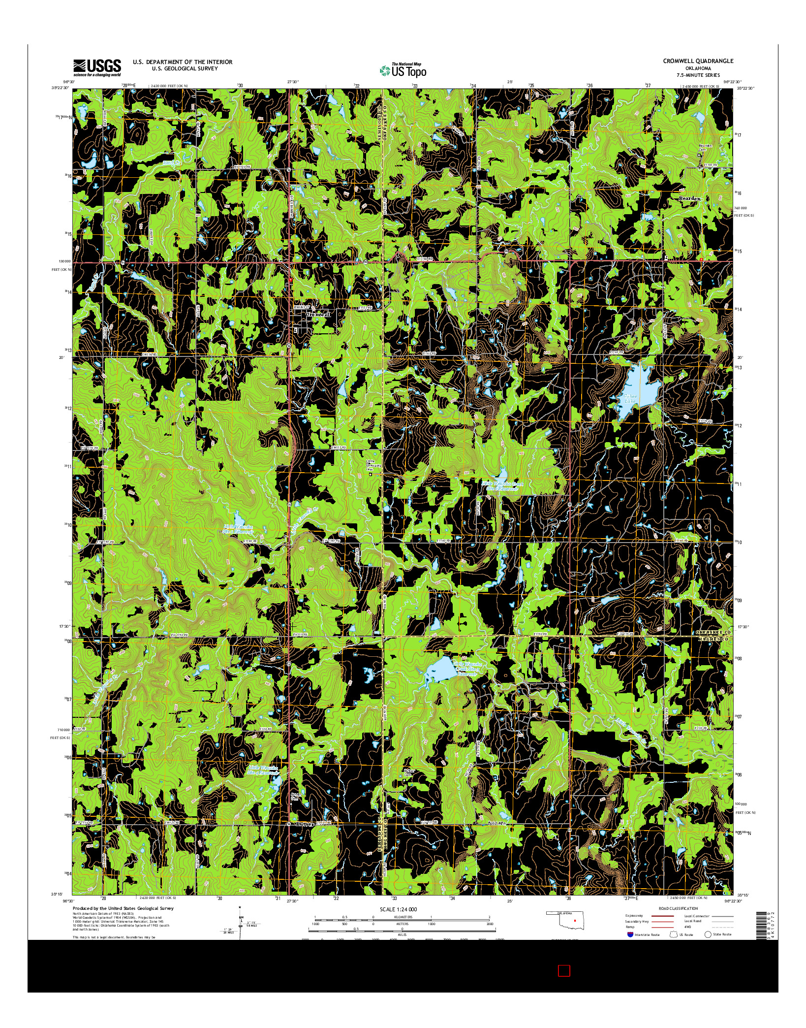 USGS US TOPO 7.5-MINUTE MAP FOR CROMWELL, OK 2016