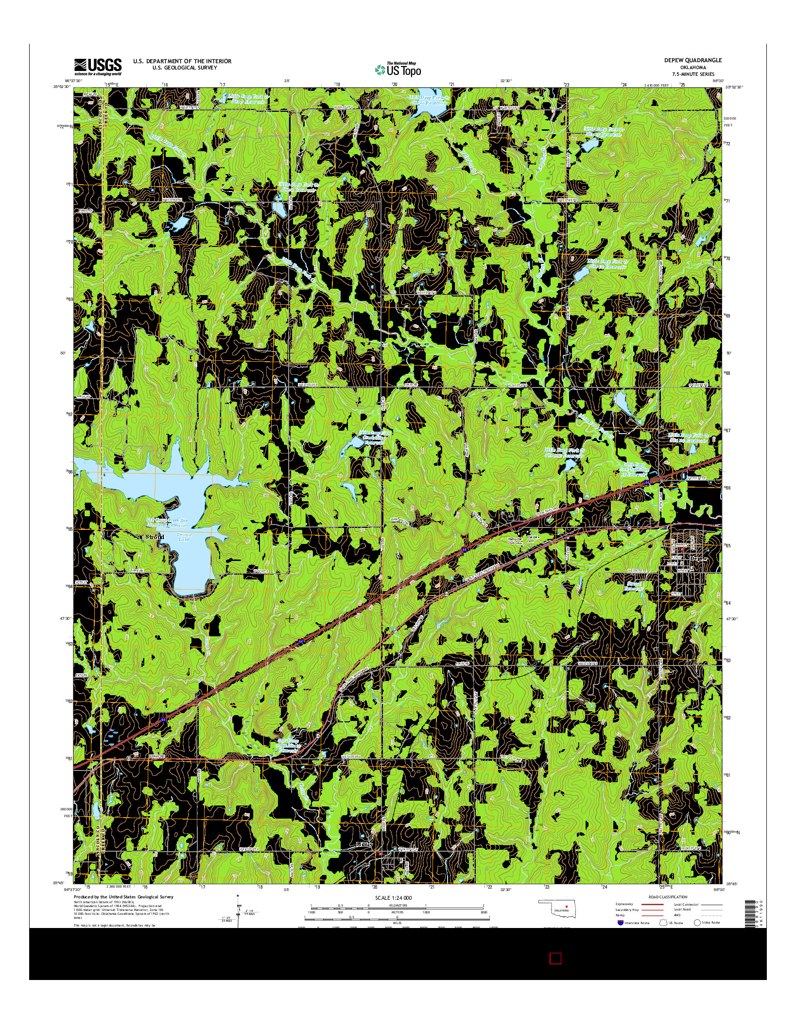 USGS US TOPO 7.5-MINUTE MAP FOR DEPEW, OK 2016