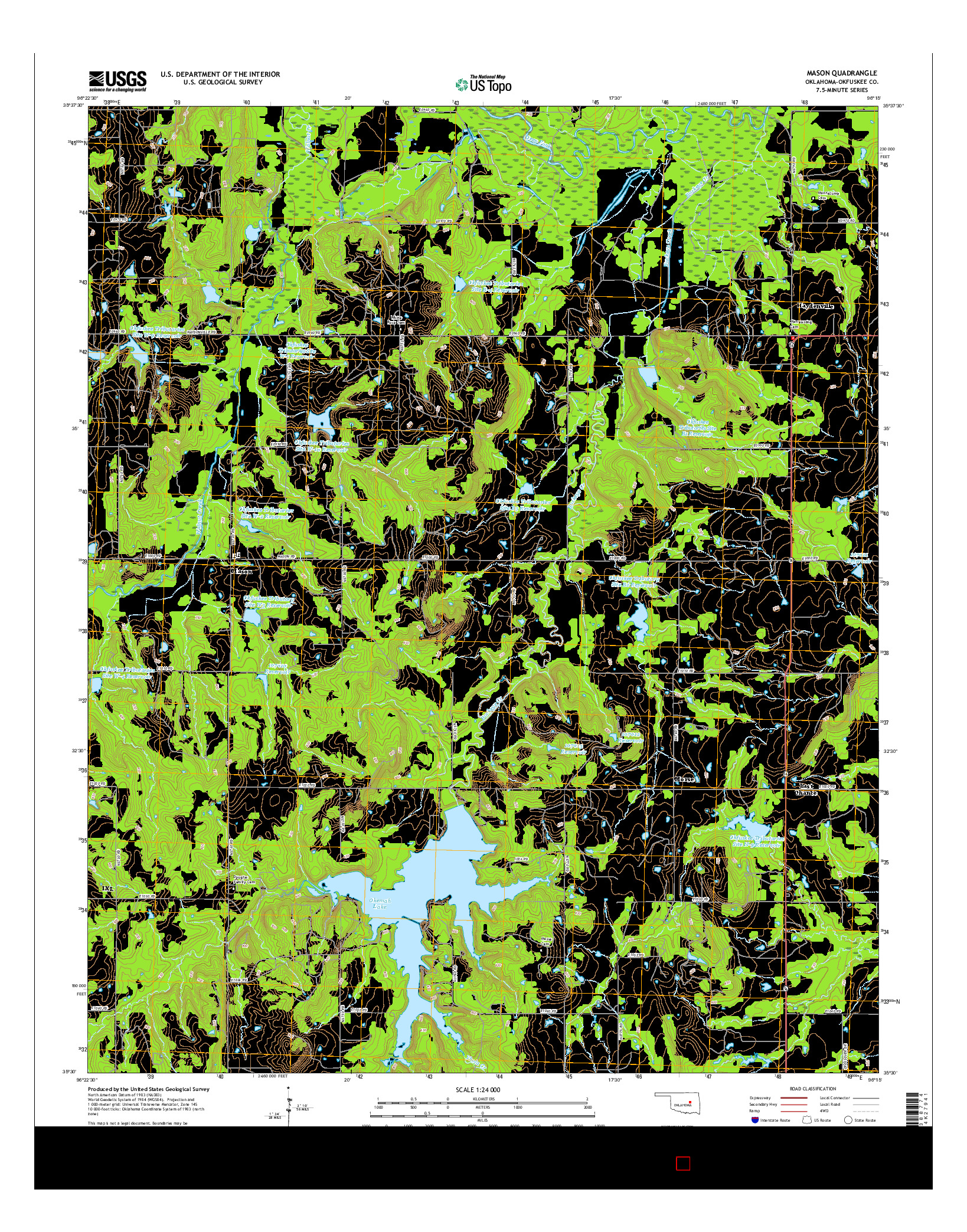 USGS US TOPO 7.5-MINUTE MAP FOR MASON, OK 2016