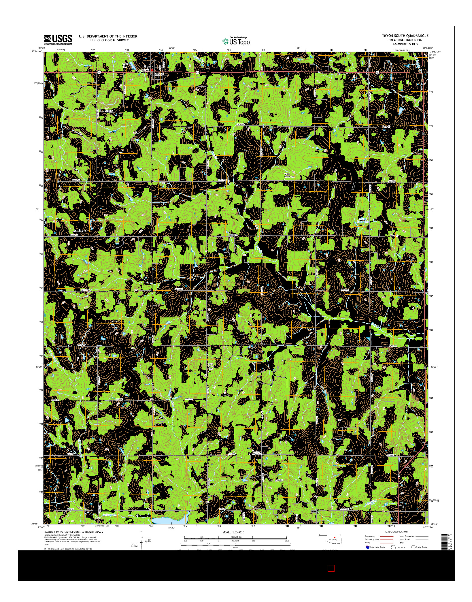 USGS US TOPO 7.5-MINUTE MAP FOR TRYON SOUTH, OK 2016