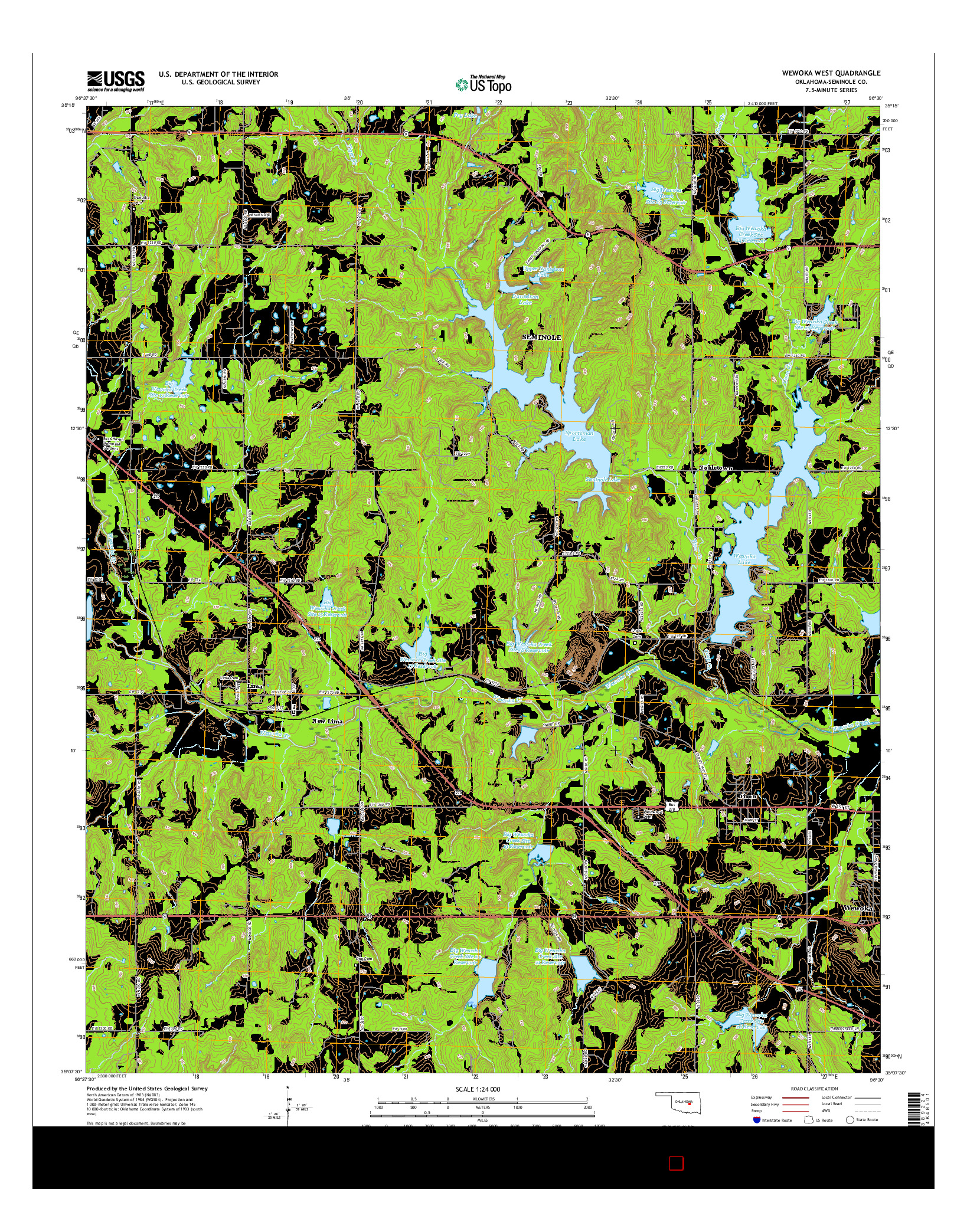USGS US TOPO 7.5-MINUTE MAP FOR WEWOKA WEST, OK 2016