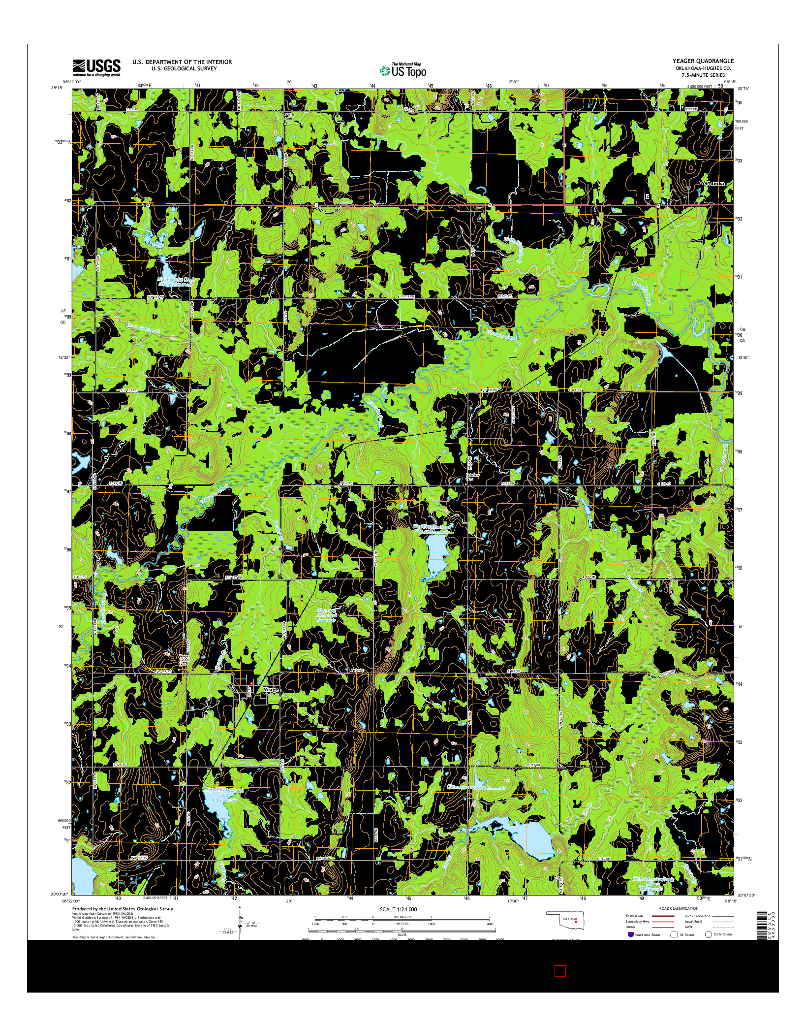 USGS US TOPO 7.5-MINUTE MAP FOR YEAGER, OK 2016