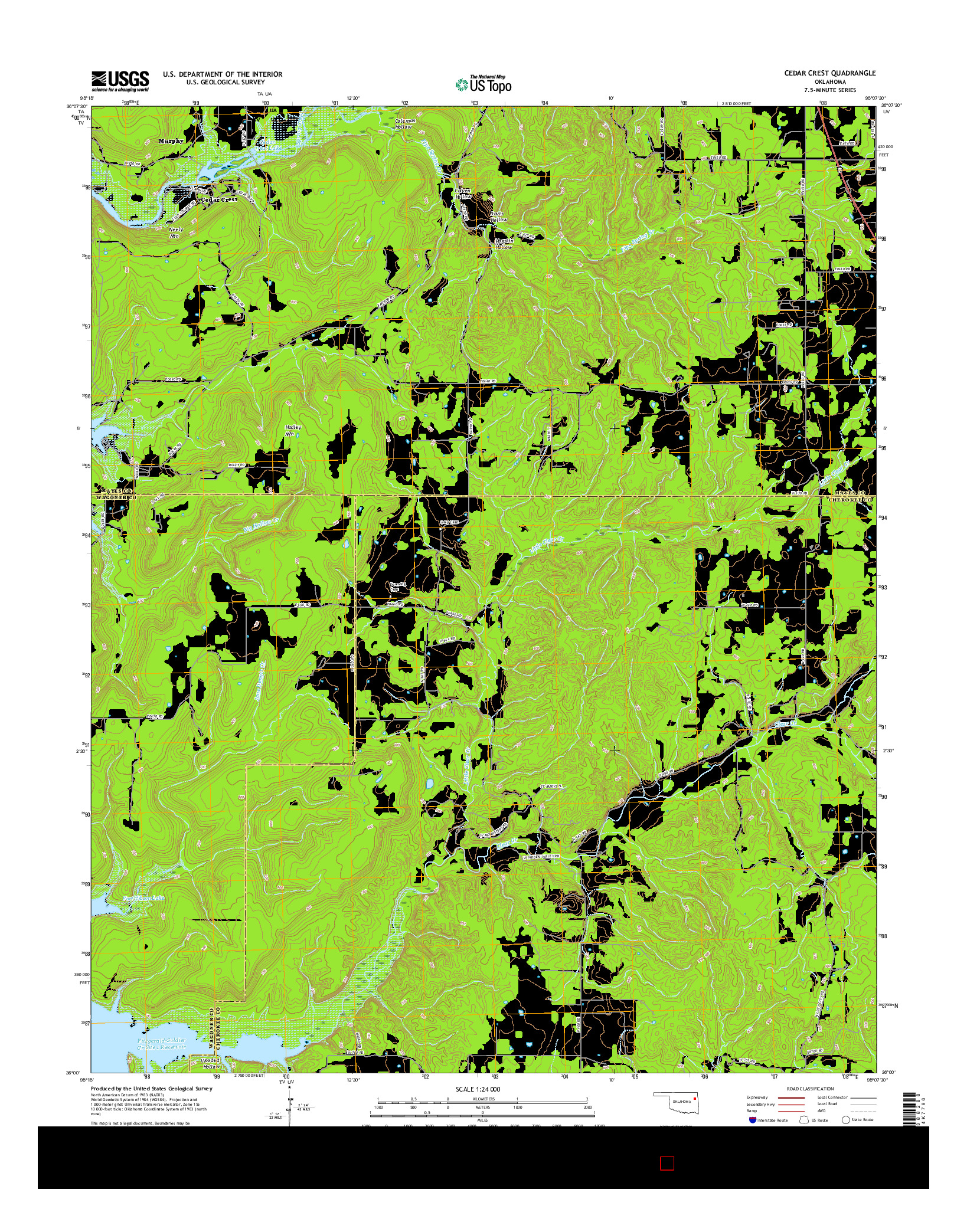 USGS US TOPO 7.5-MINUTE MAP FOR CEDAR CREST, OK 2016
