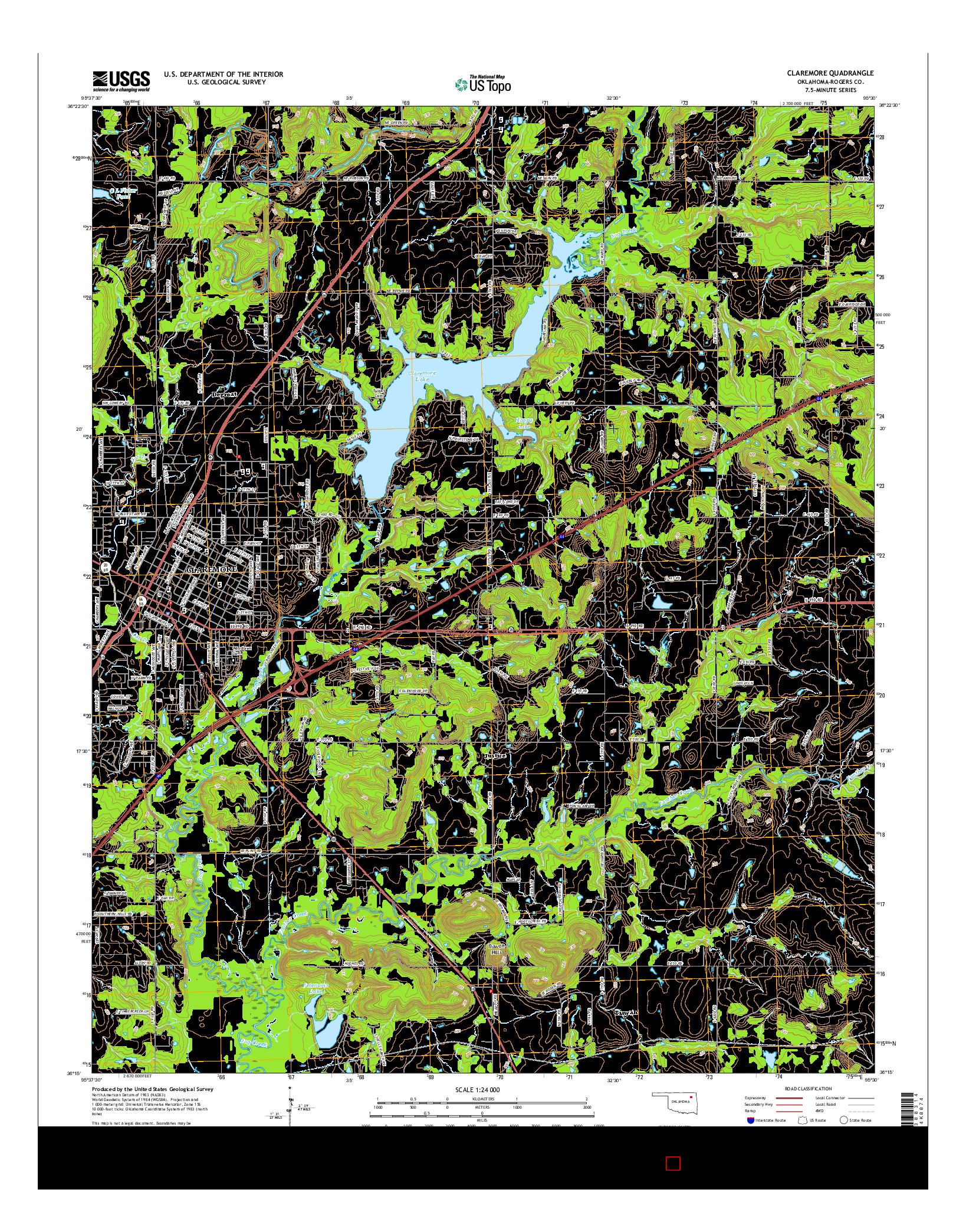 USGS US TOPO 7.5-MINUTE MAP FOR CLAREMORE, OK 2016