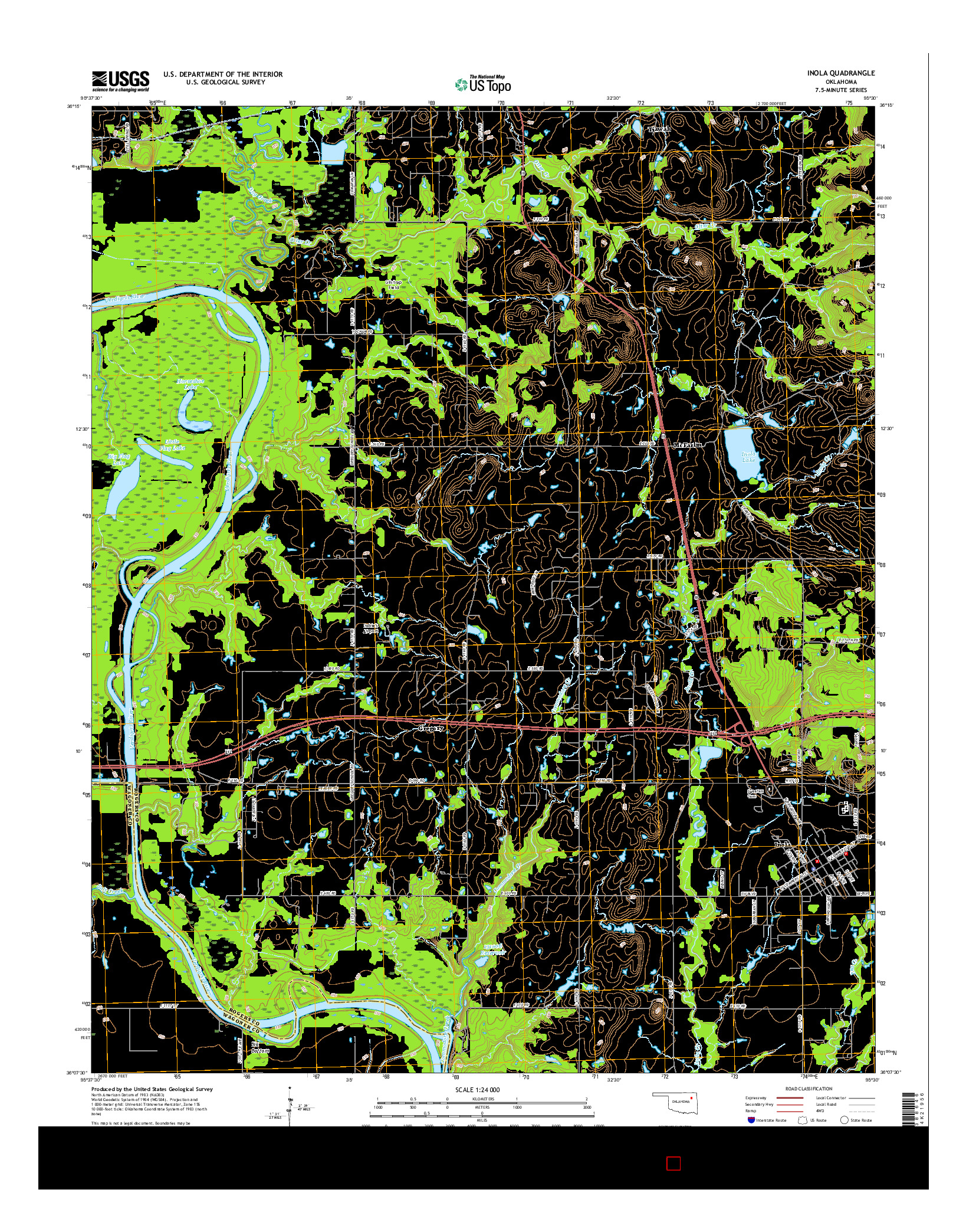 USGS US TOPO 7.5-MINUTE MAP FOR INOLA, OK 2016