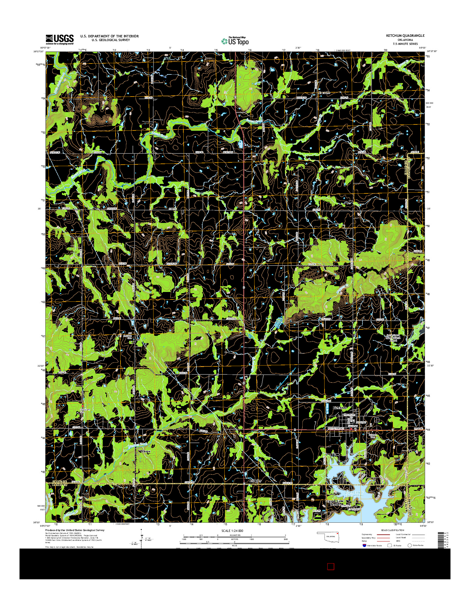 USGS US TOPO 7.5-MINUTE MAP FOR KETCHUM, OK 2016
