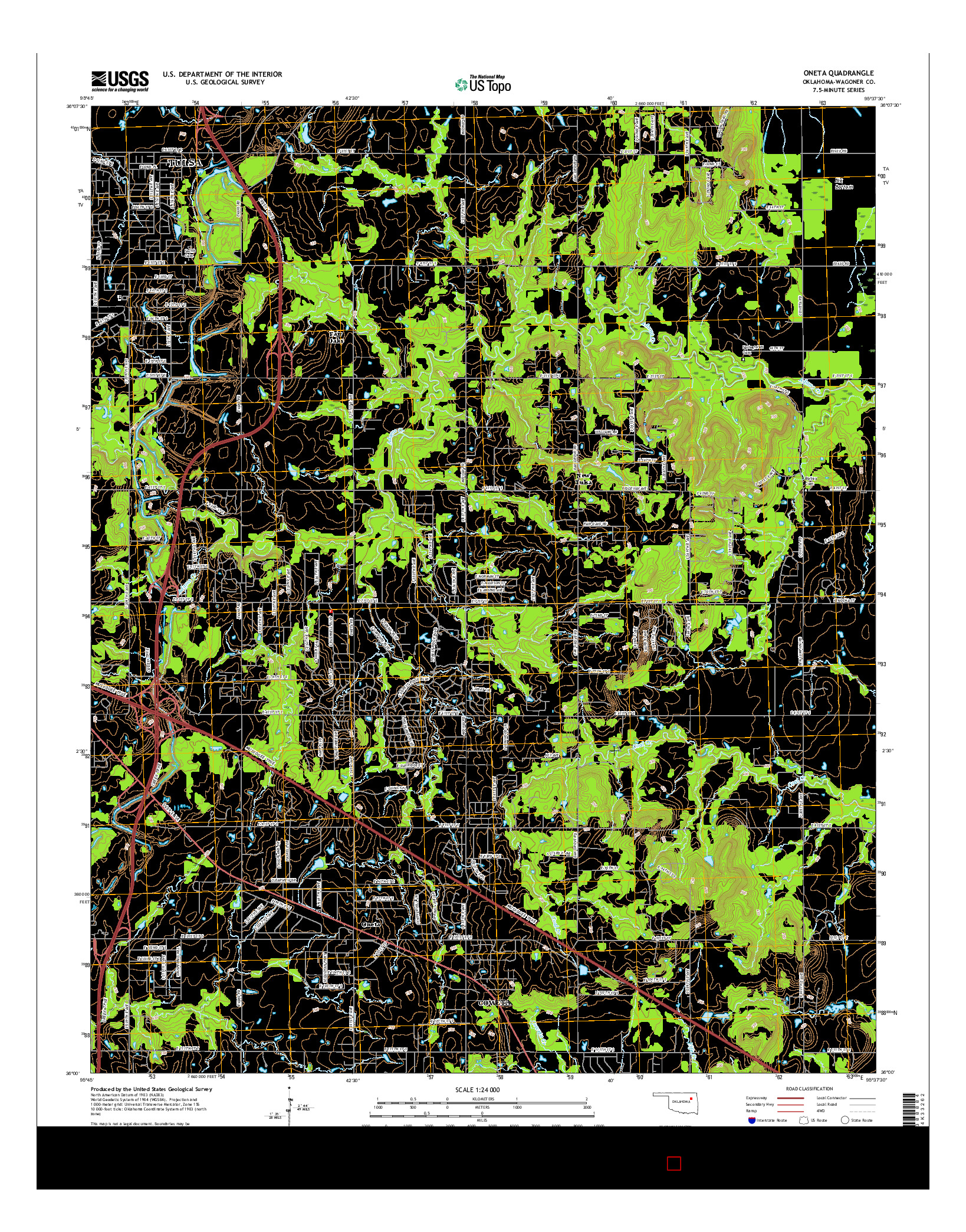 USGS US TOPO 7.5-MINUTE MAP FOR ONETA, OK 2016