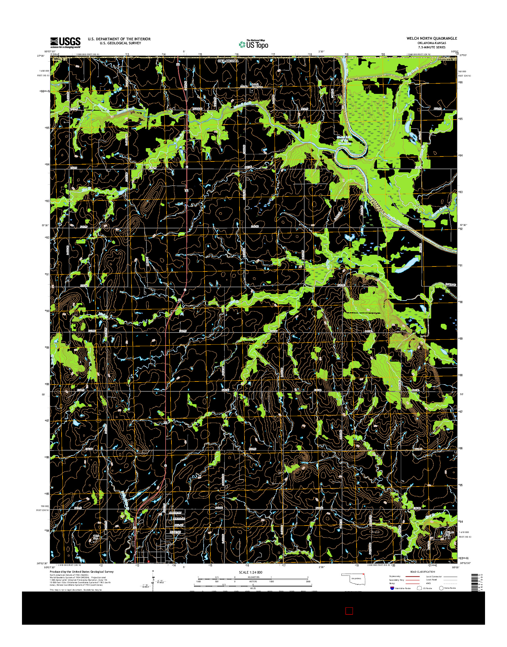 USGS US TOPO 7.5-MINUTE MAP FOR WELCH NORTH, OK-KS 2016