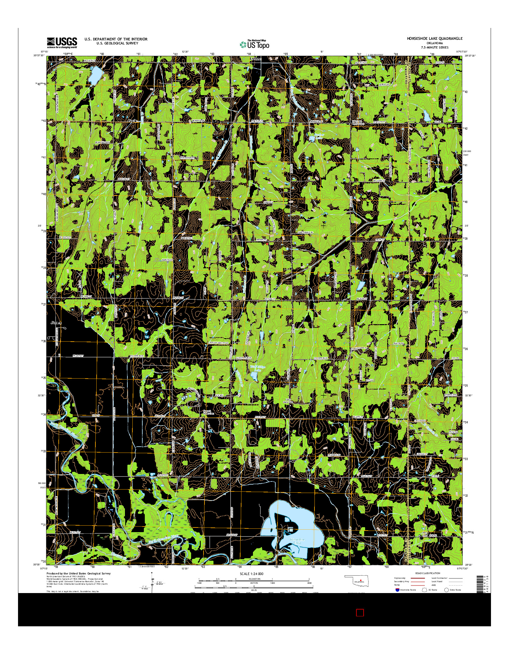 USGS US TOPO 7.5-MINUTE MAP FOR HORSESHOE LAKE, OK 2016