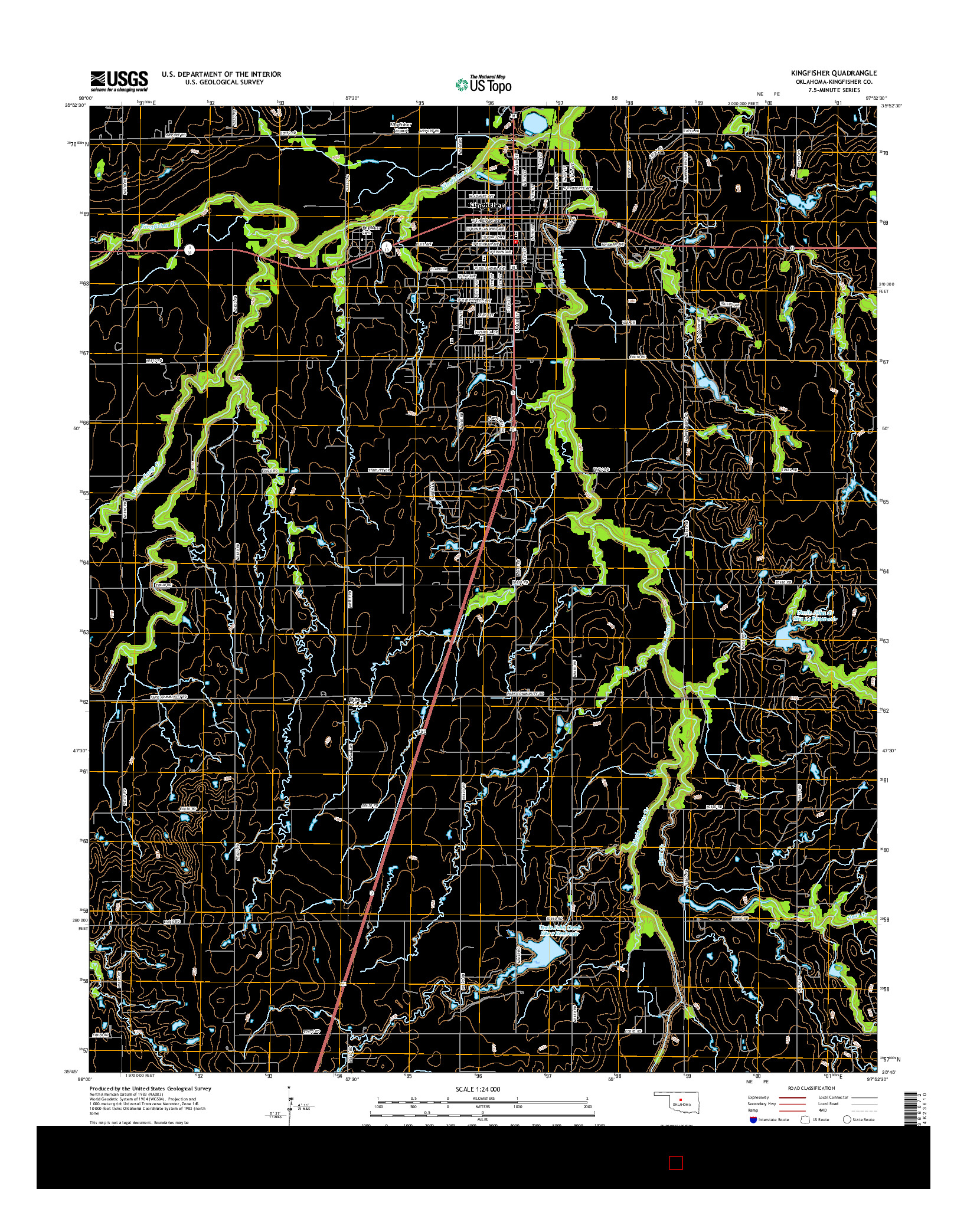 USGS US TOPO 7.5-MINUTE MAP FOR KINGFISHER, OK 2016