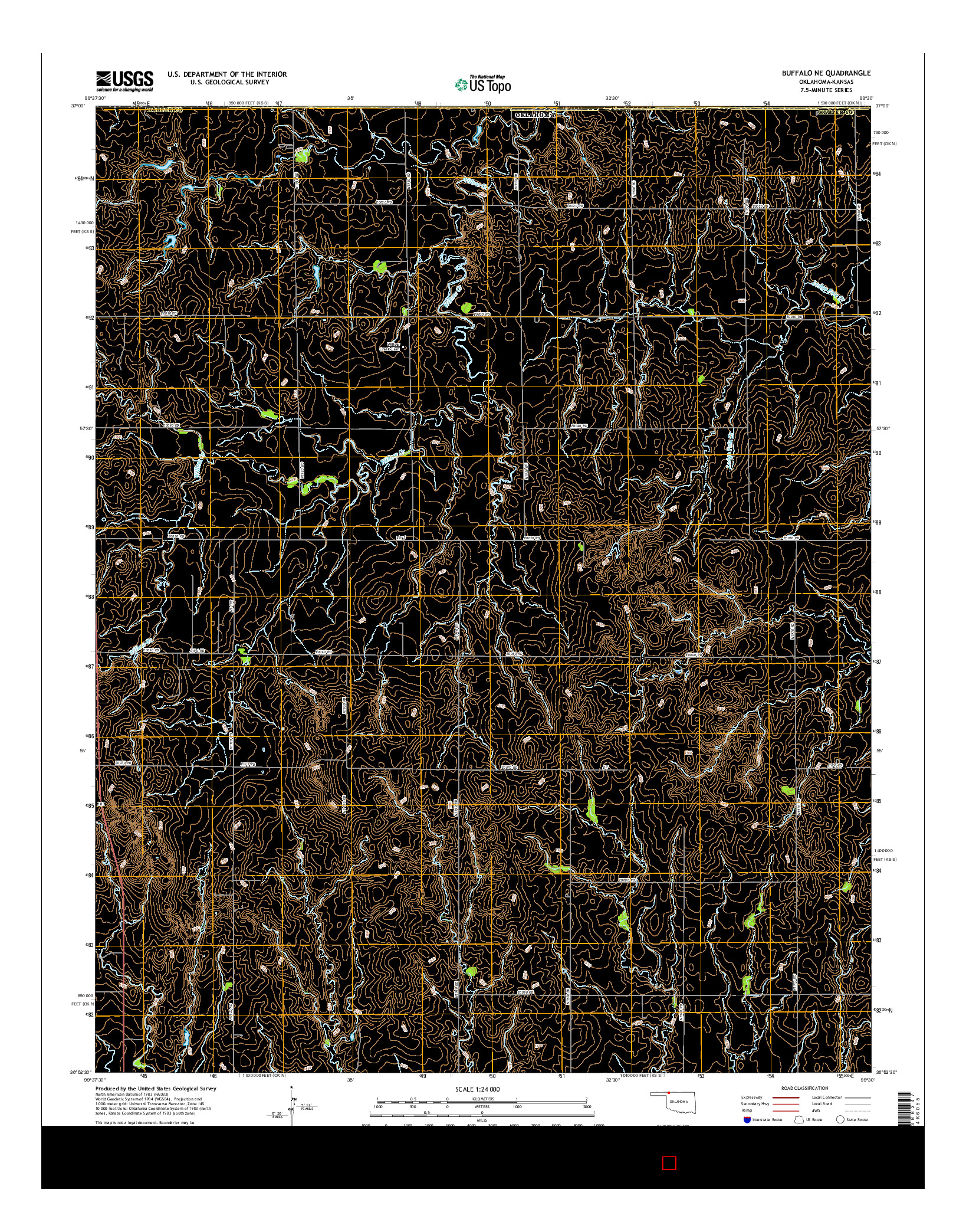 USGS US TOPO 7.5-MINUTE MAP FOR BUFFALO NE, OK-KS 2016