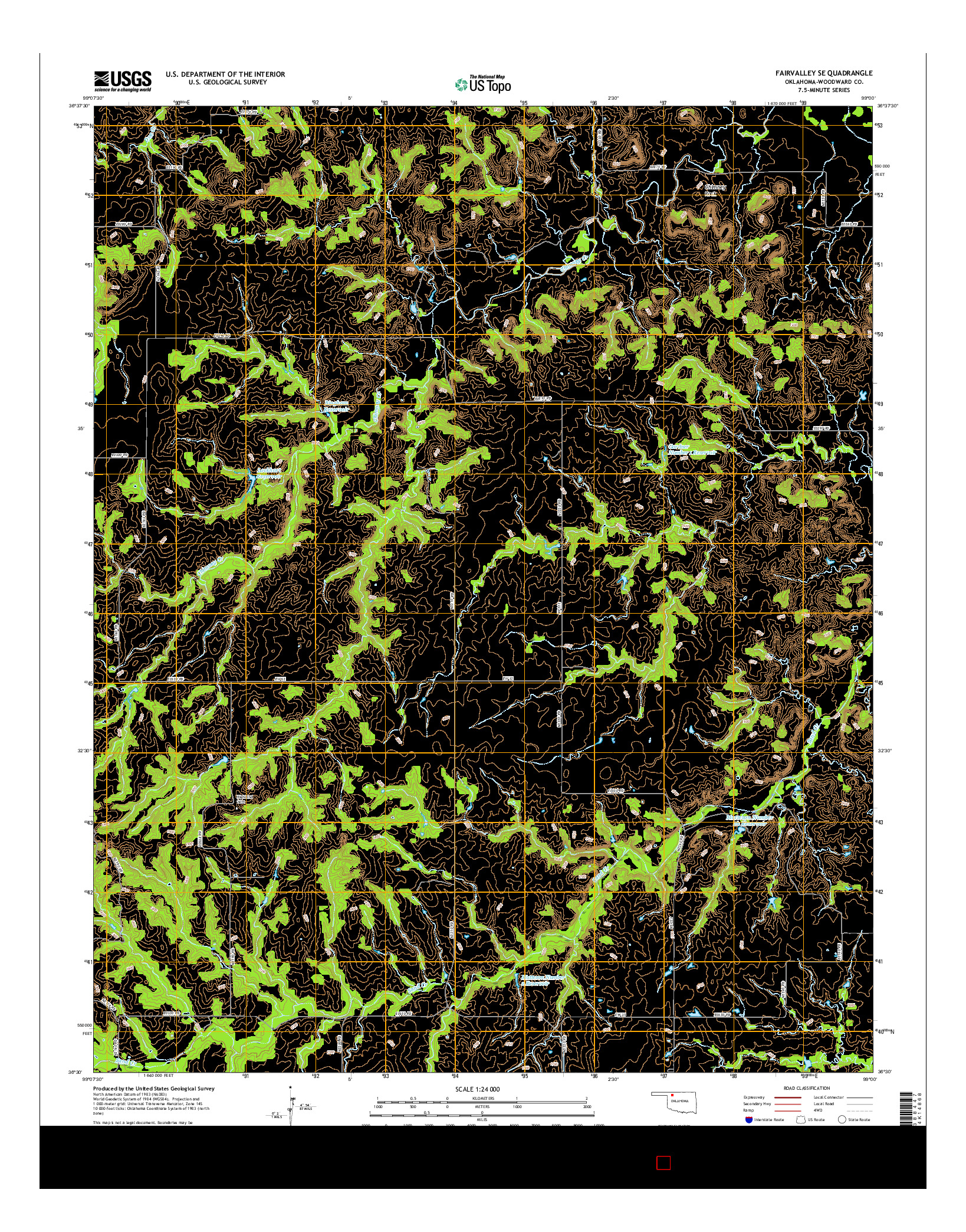 USGS US TOPO 7.5-MINUTE MAP FOR FAIRVALLEY SE, OK 2016