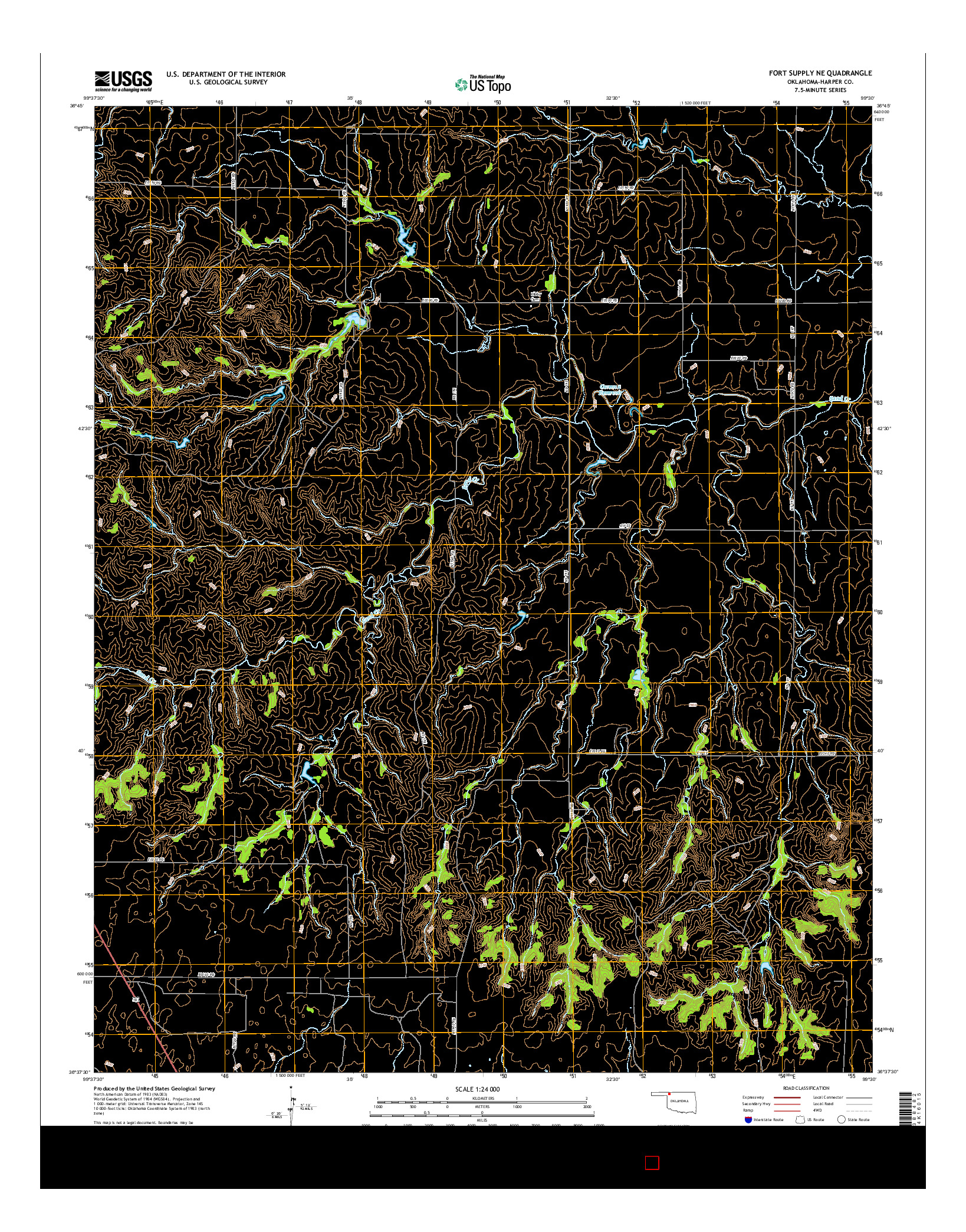 USGS US TOPO 7.5-MINUTE MAP FOR FORT SUPPLY NE, OK 2016