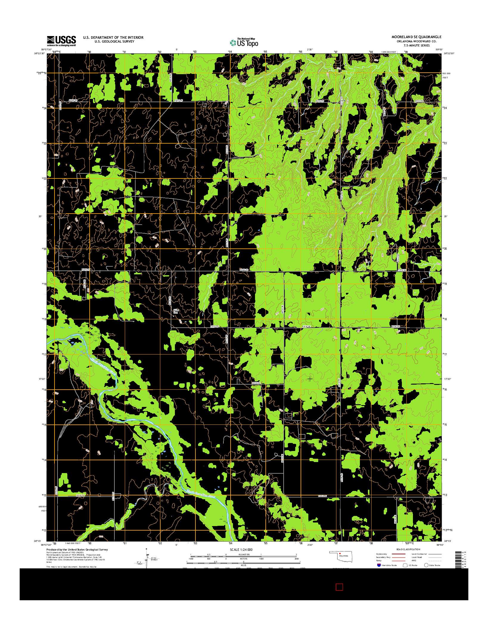 USGS US TOPO 7.5-MINUTE MAP FOR MOORELAND SE, OK 2016