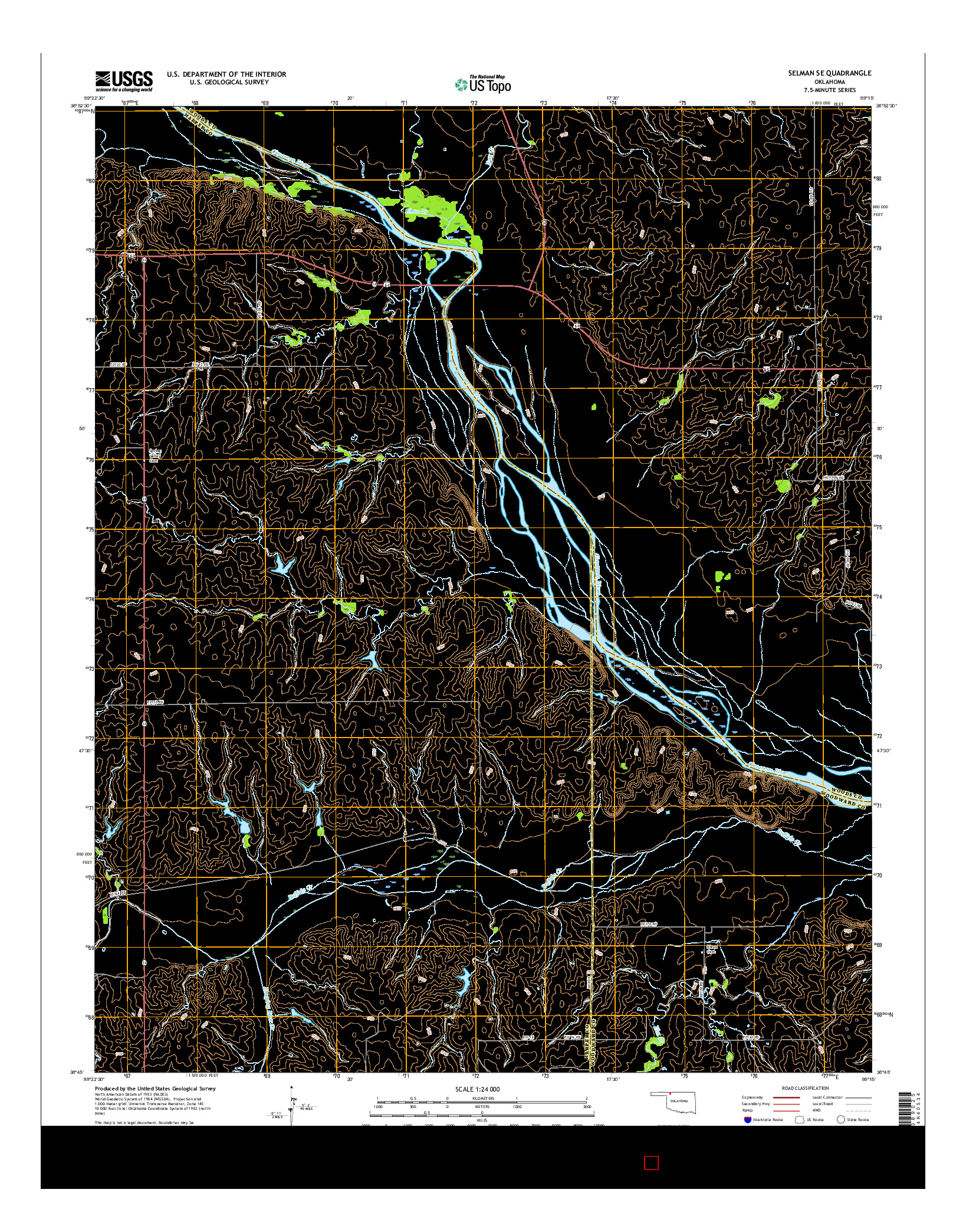 USGS US TOPO 7.5-MINUTE MAP FOR SELMAN SE, OK 2016