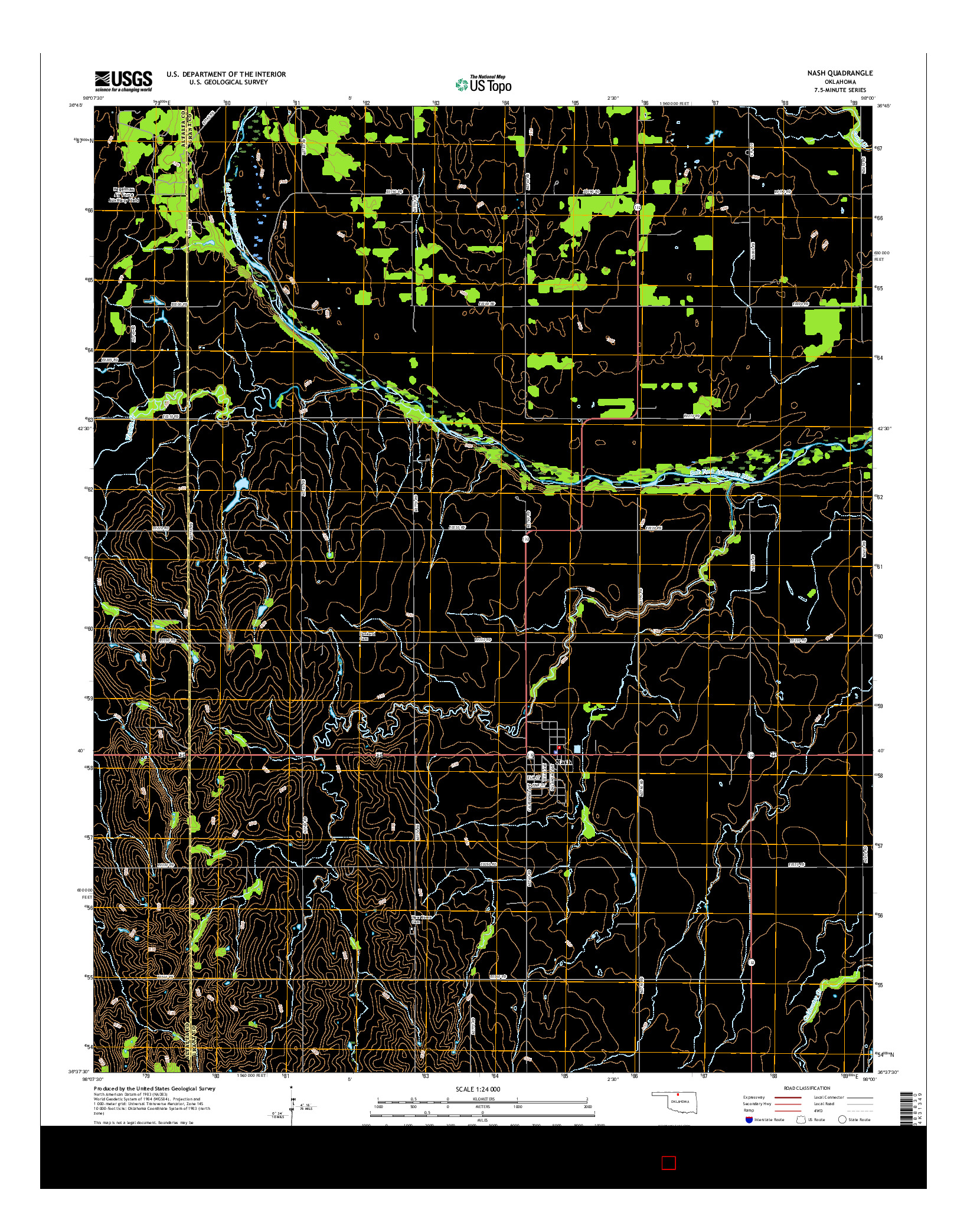 USGS US TOPO 7.5-MINUTE MAP FOR NASH, OK 2016