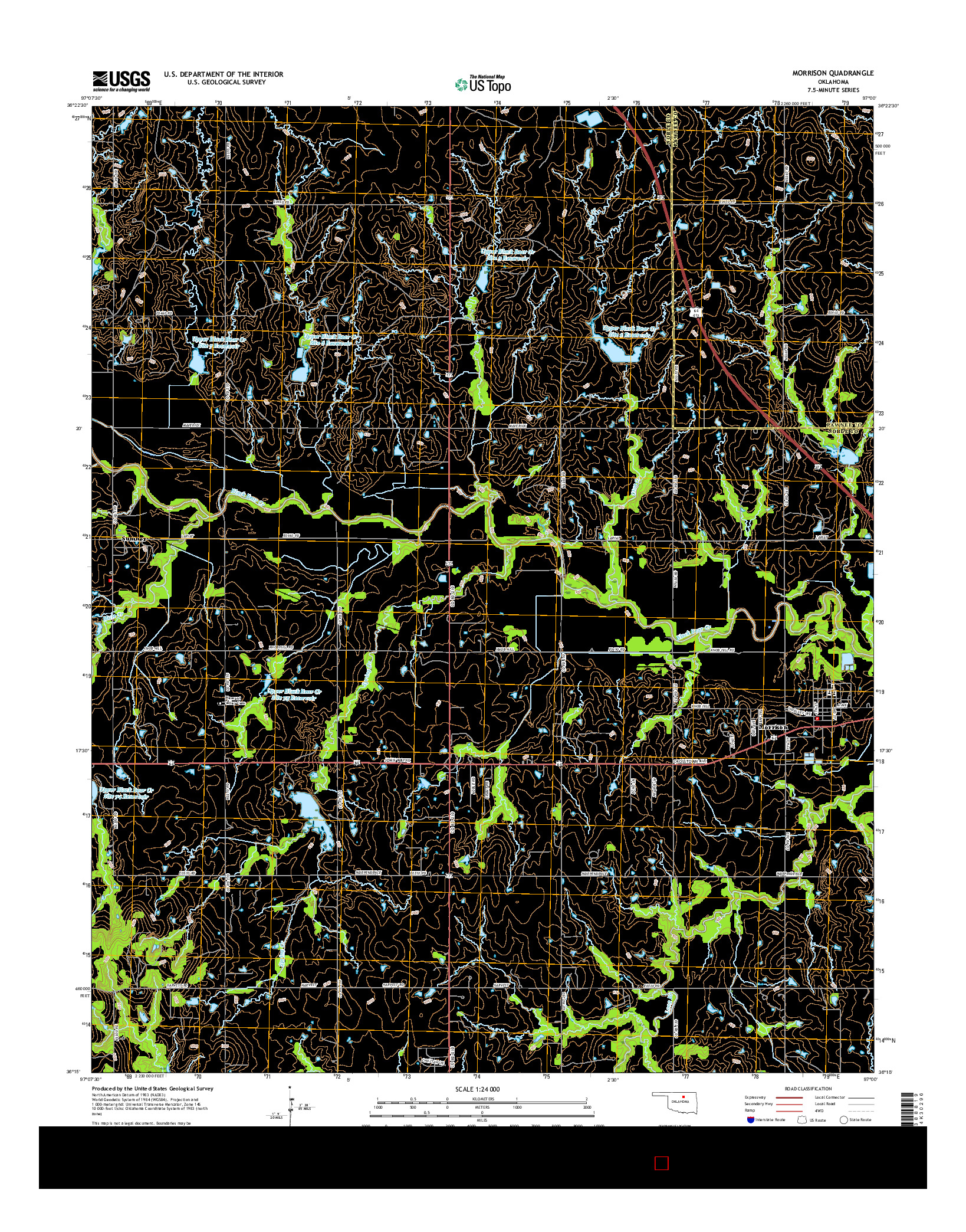 USGS US TOPO 7.5-MINUTE MAP FOR MORRISON, OK 2016