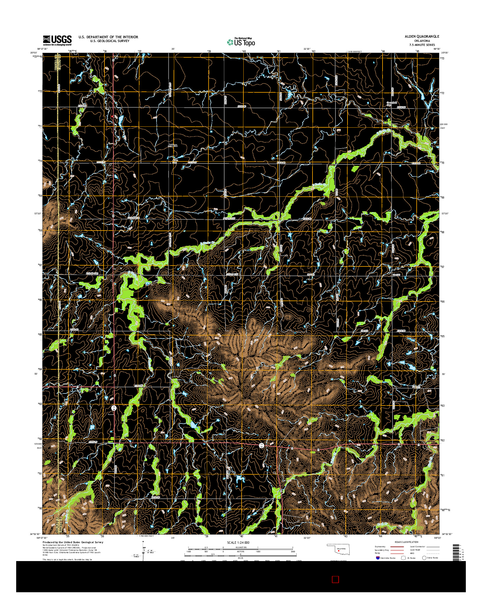 USGS US TOPO 7.5-MINUTE MAP FOR ALDEN, OK 2016