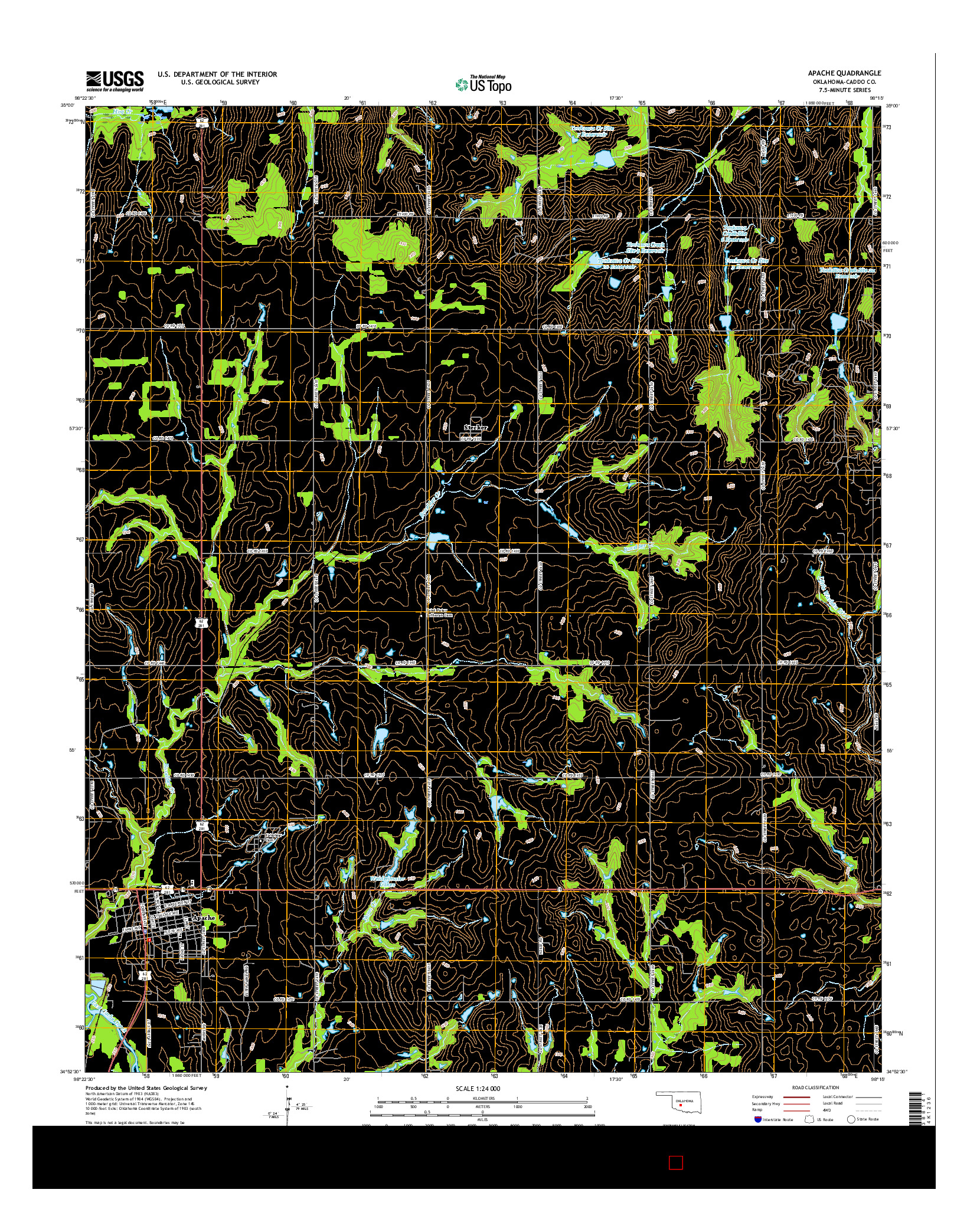 USGS US TOPO 7.5-MINUTE MAP FOR APACHE, OK 2016