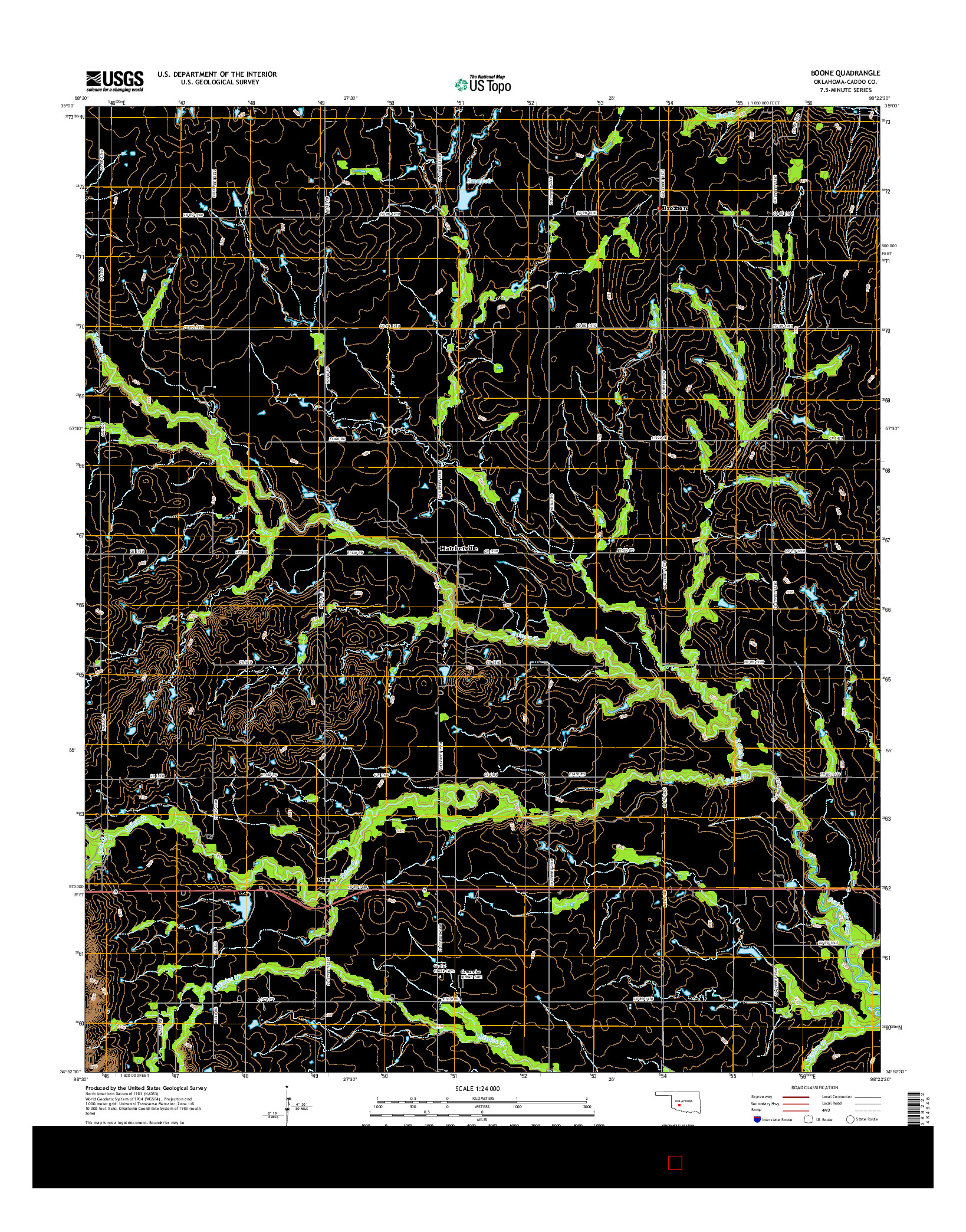 USGS US TOPO 7.5-MINUTE MAP FOR BOONE, OK 2016