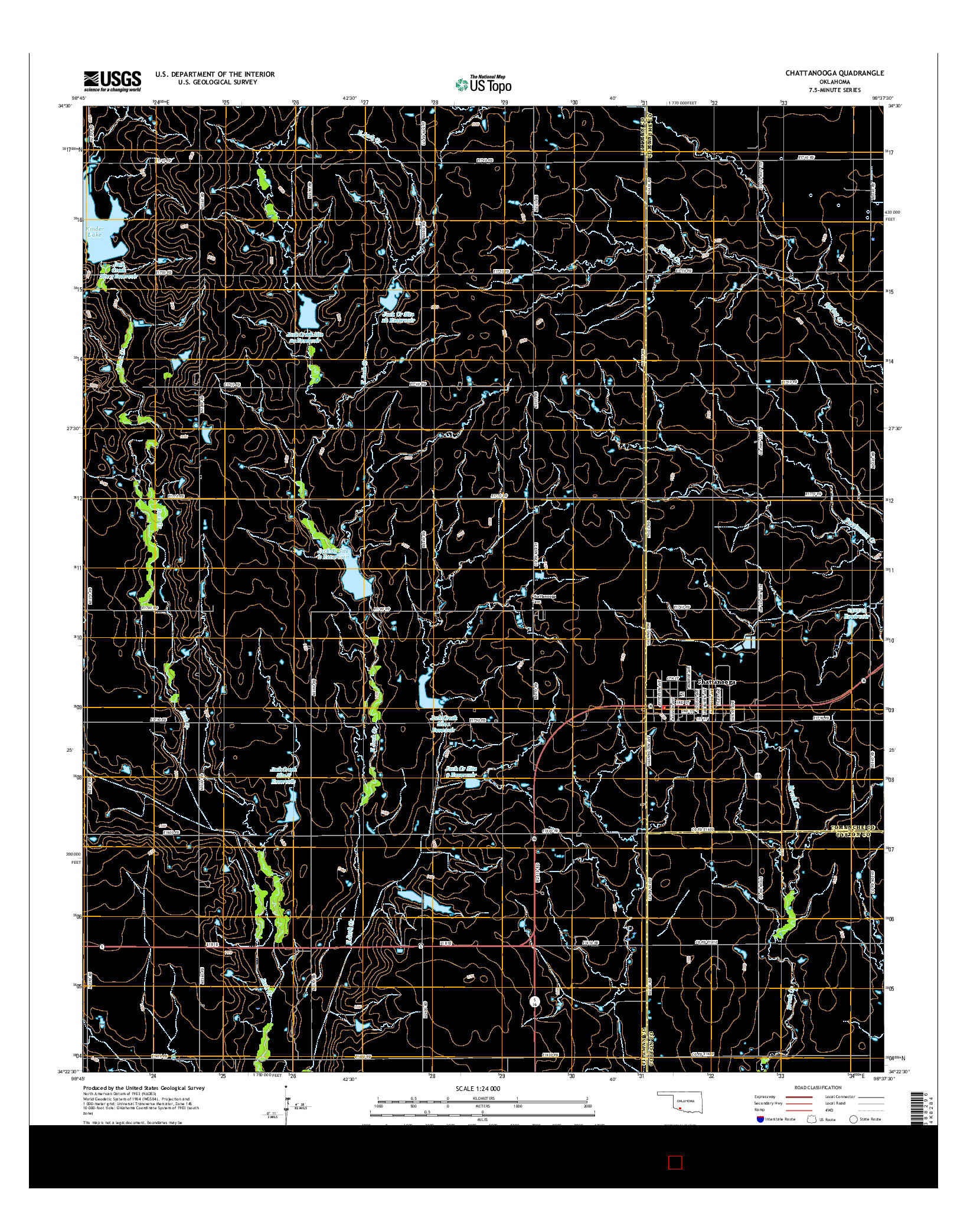 USGS US TOPO 7.5-MINUTE MAP FOR CHATTANOOGA, OK 2016