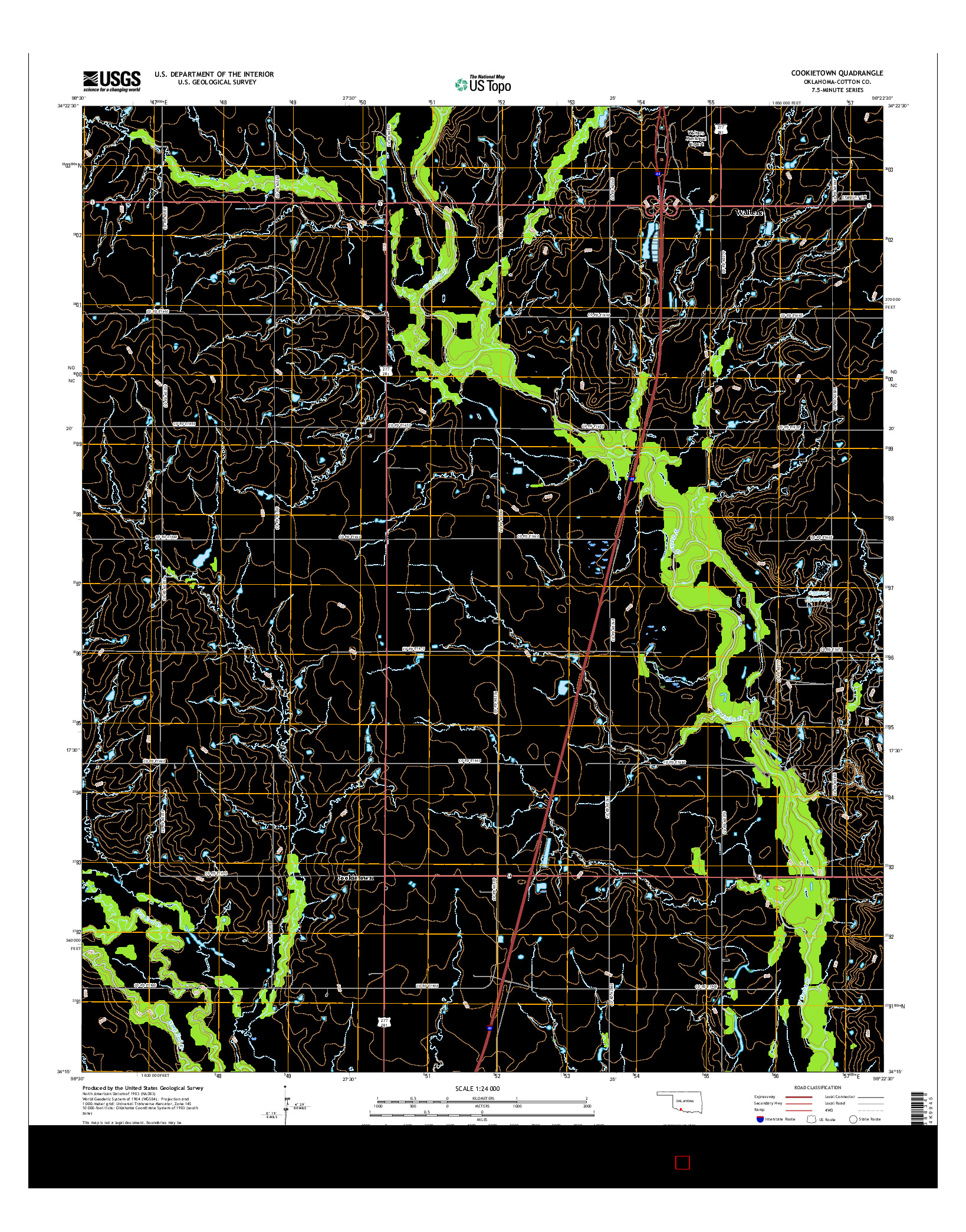 USGS US TOPO 7.5-MINUTE MAP FOR COOKIETOWN, OK 2016