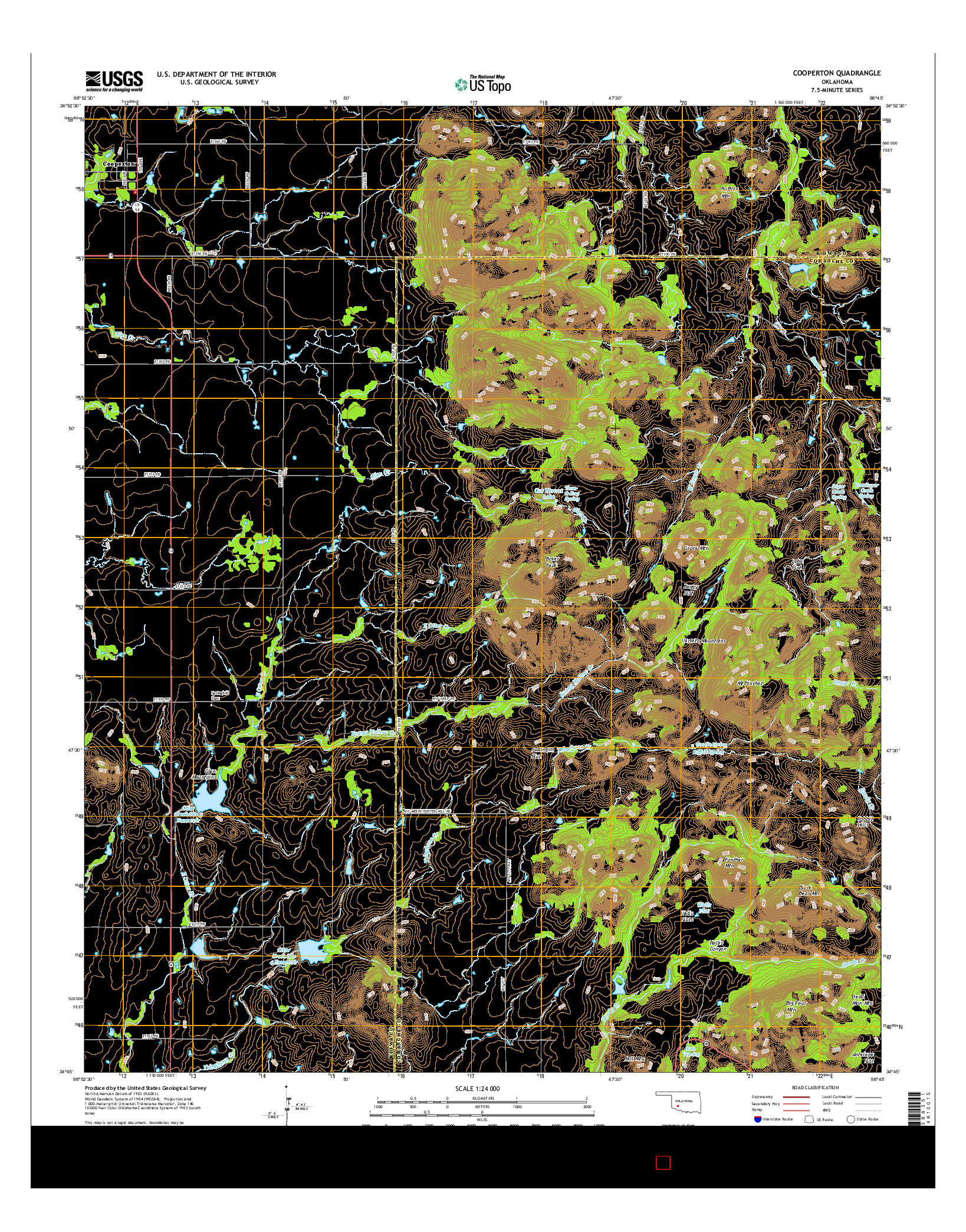 USGS US TOPO 7.5-MINUTE MAP FOR COOPERTON, OK 2016