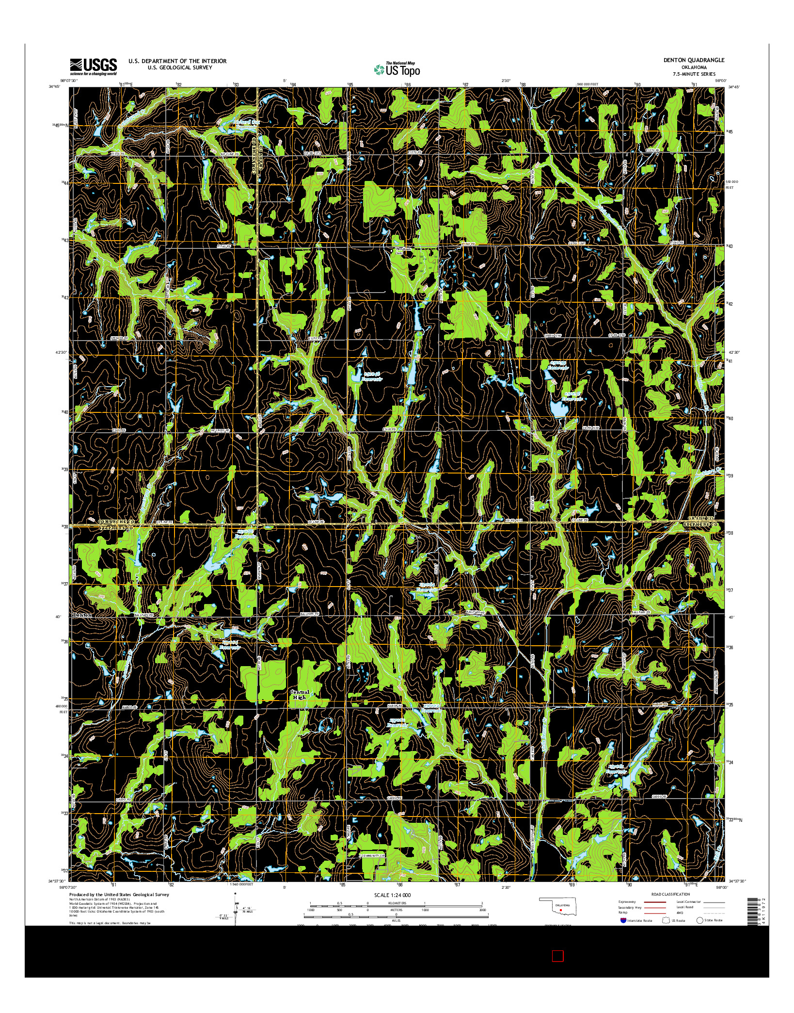 USGS US TOPO 7.5-MINUTE MAP FOR DENTON, OK 2016