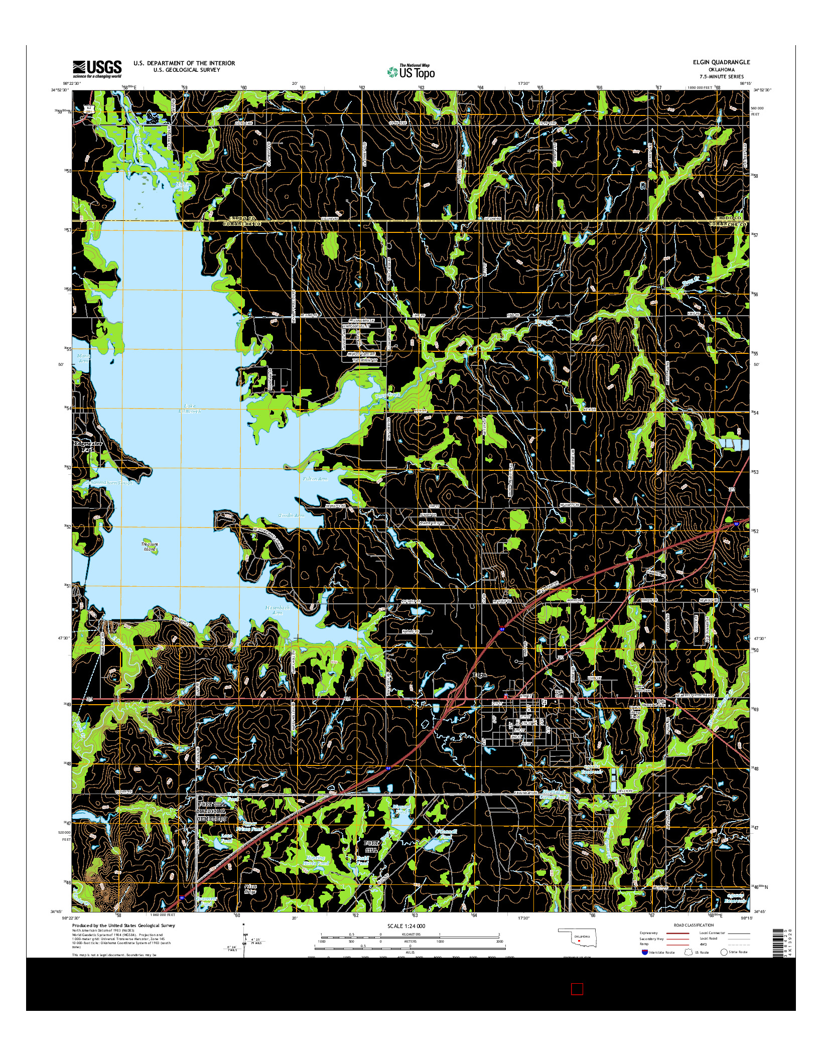 USGS US TOPO 7.5-MINUTE MAP FOR ELGIN, OK 2016