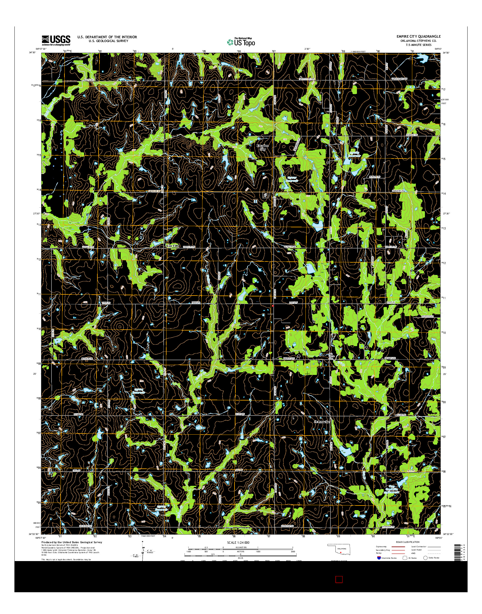 USGS US TOPO 7.5-MINUTE MAP FOR EMPIRE CITY, OK 2016