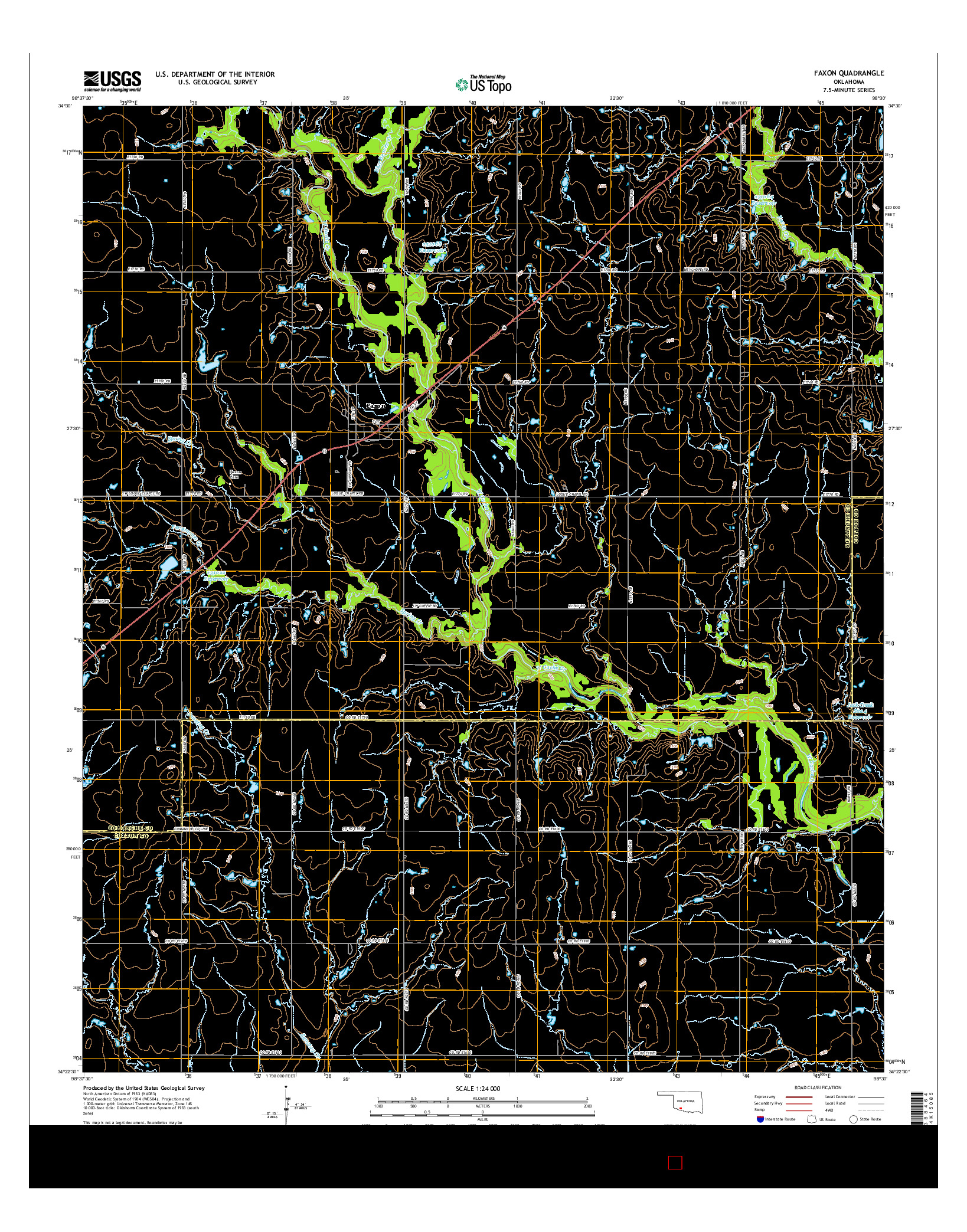 USGS US TOPO 7.5-MINUTE MAP FOR FAXON, OK 2016