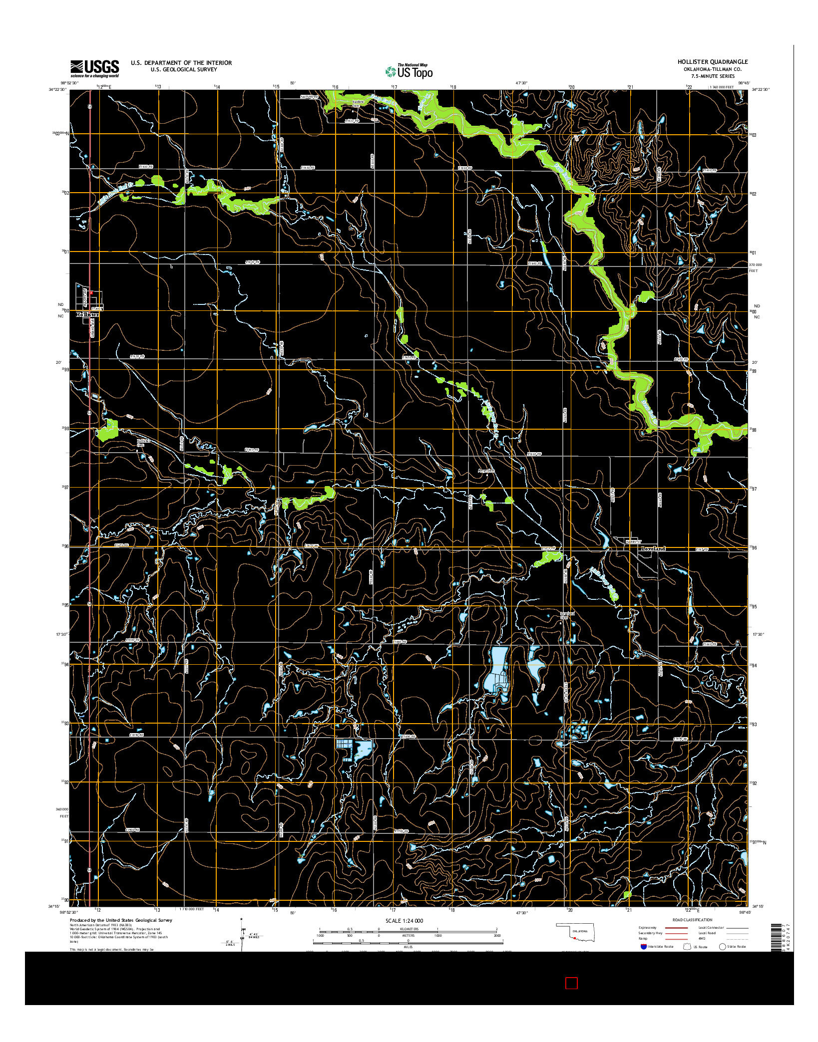 USGS US TOPO 7.5-MINUTE MAP FOR HOLLISTER, OK 2016