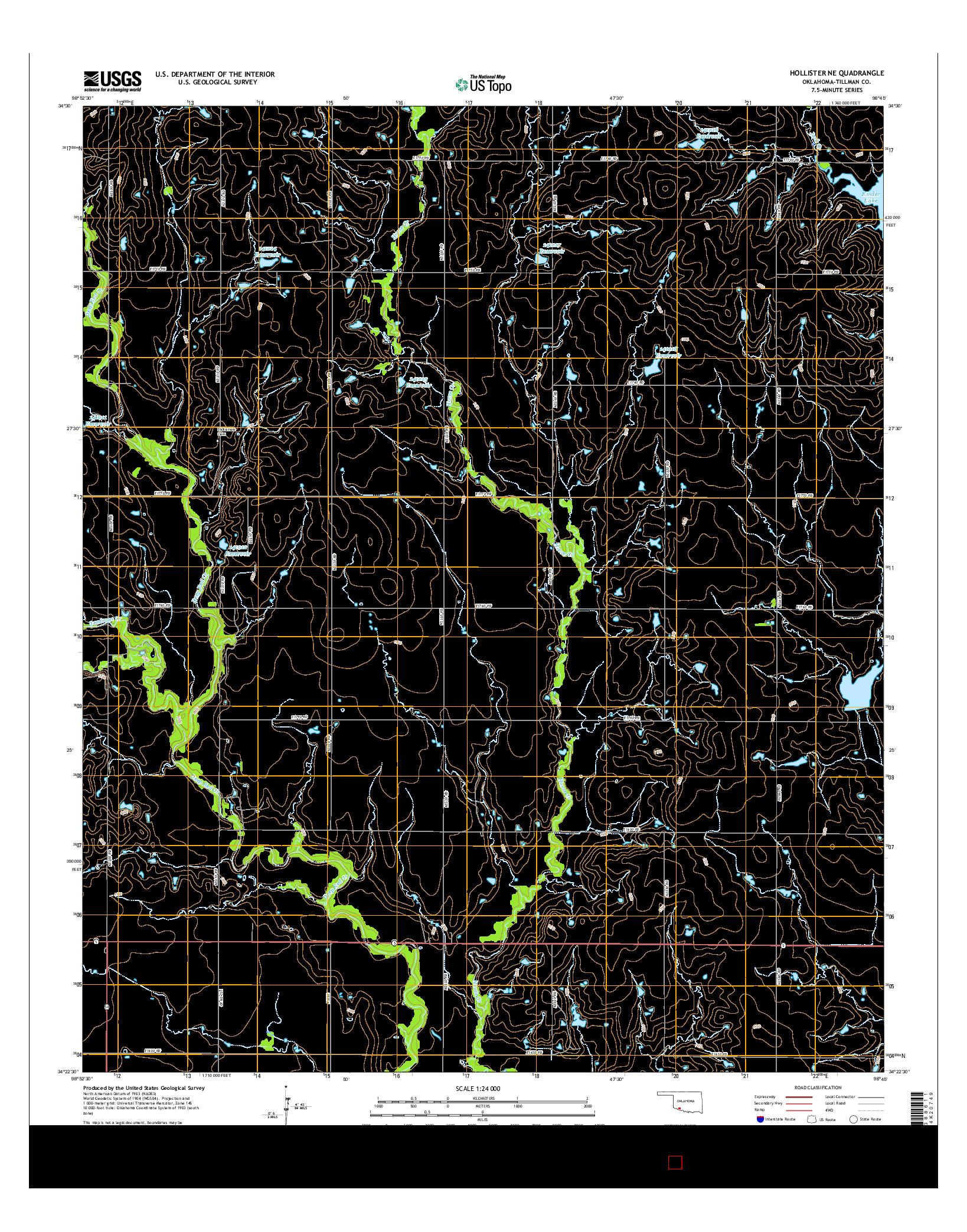 USGS US TOPO 7.5-MINUTE MAP FOR HOLLISTER NE, OK 2016